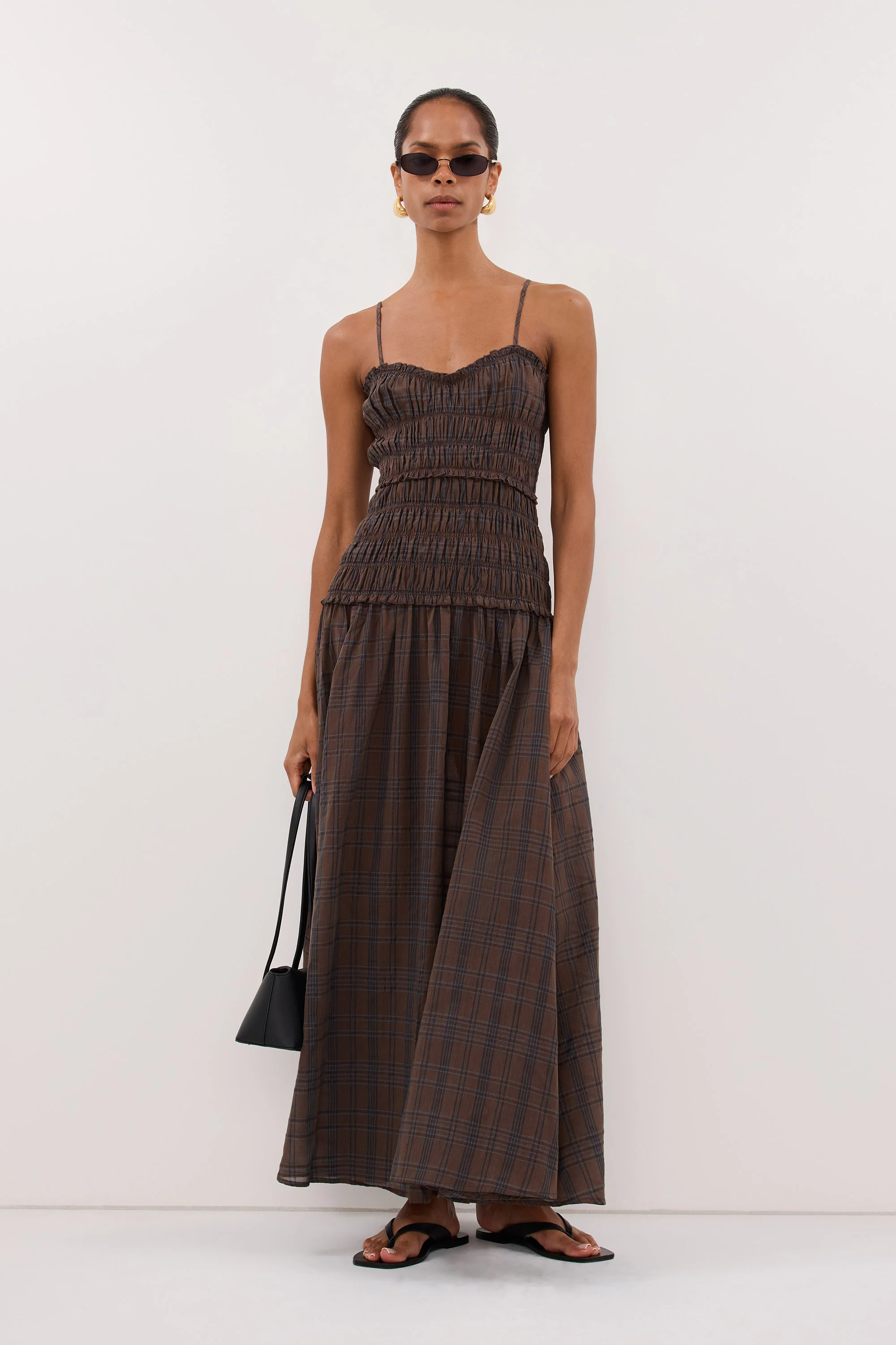PETRA CHOC CHECK MIDI DRESS - Image 3