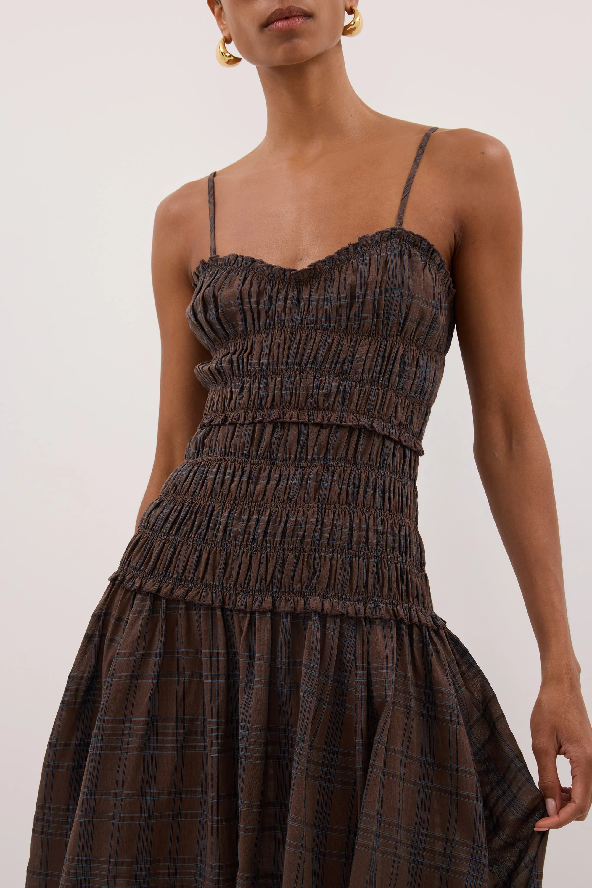 PETRA CHOC CHECK MIDI DRESS - Image 6