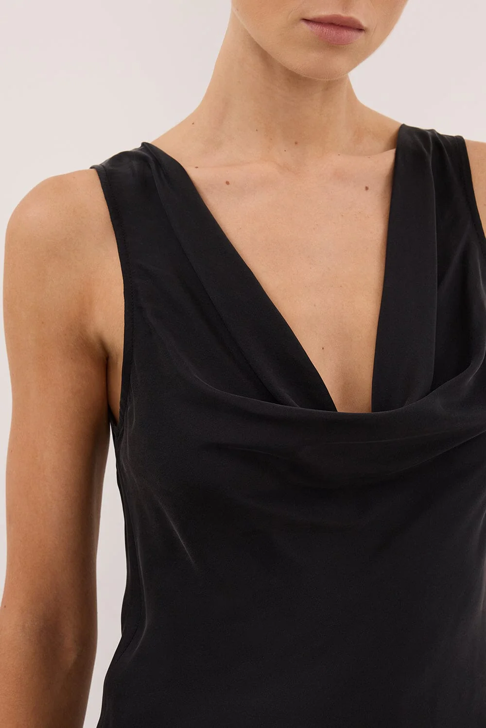 PEYTON BLACK SILK COWL TOP - Image 5