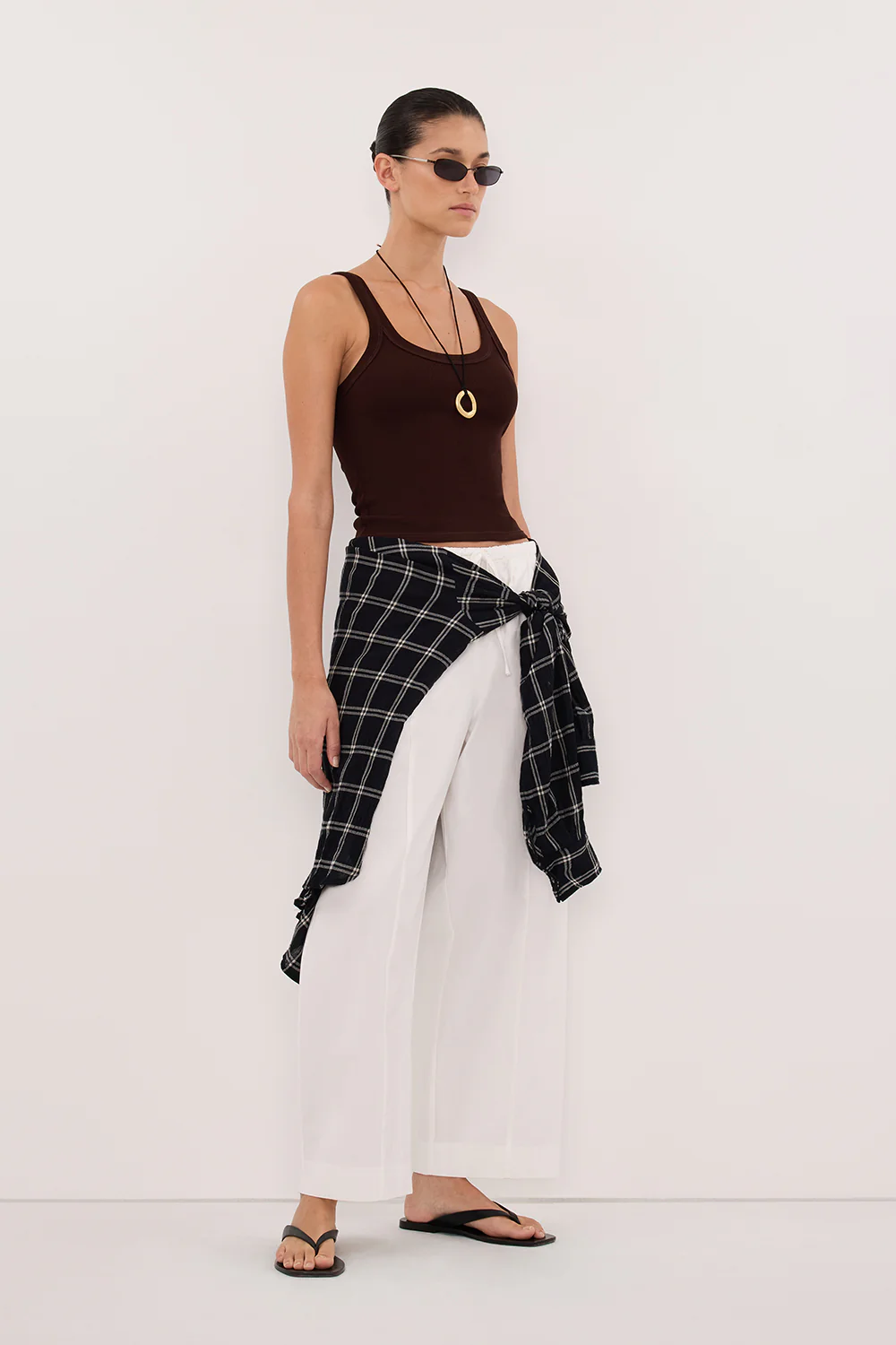 PHOEBE BURNT CHOC SCOOP NECK TANK TOP - Image 3