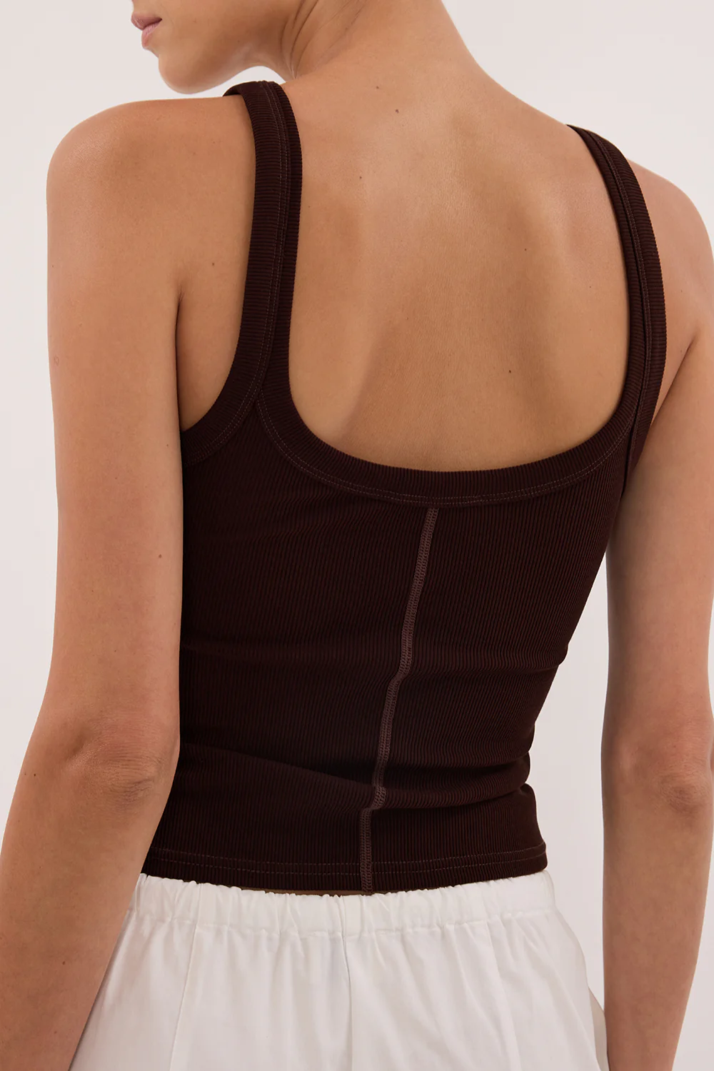 PHOEBE BURNT CHOC SCOOP NECK TANK TOP - Image 5