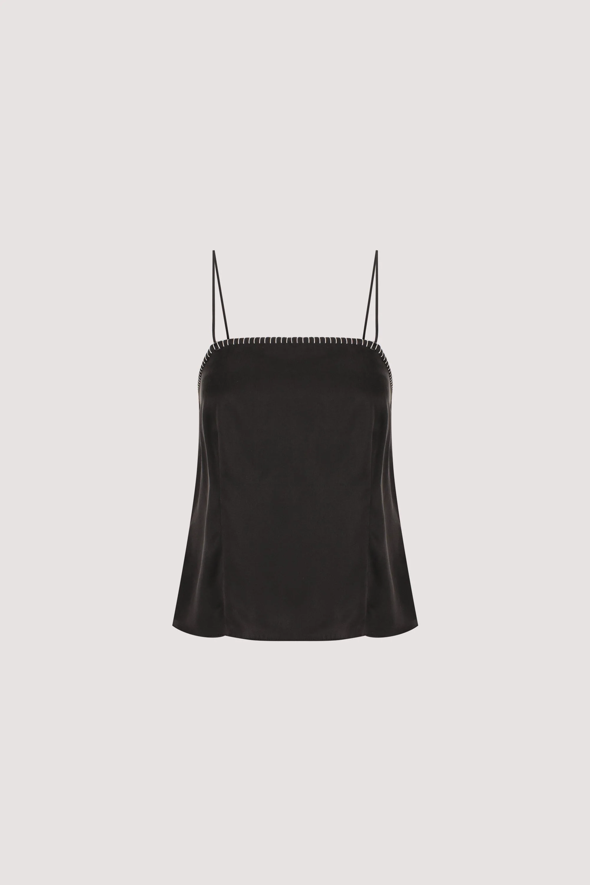 PIPER BLACK SLEEVELESS SILK STITCH DETAIL CAMI TOP - Image 6