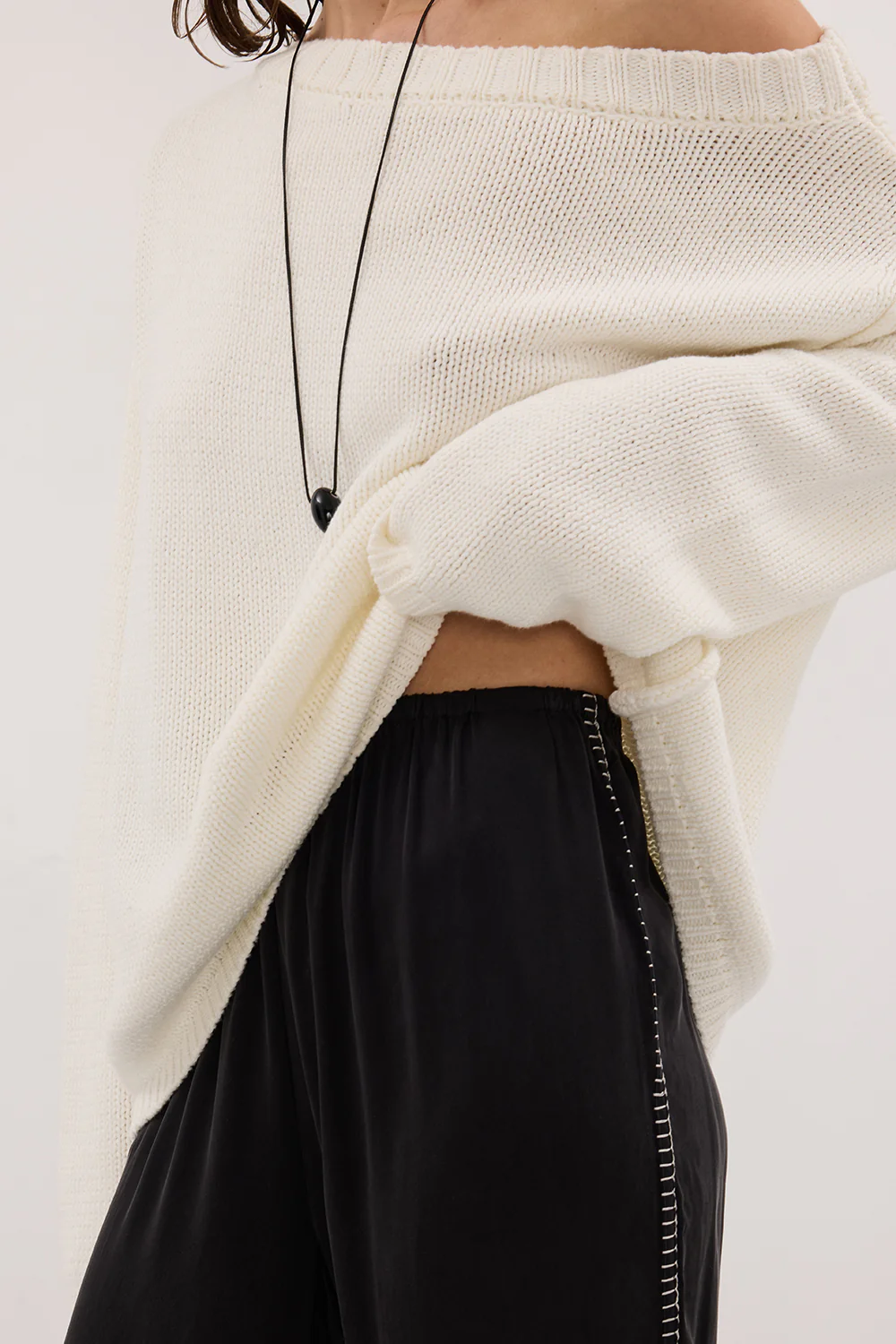 PIPER BLACK SILK STITCH DETAIL PANT - Image 5