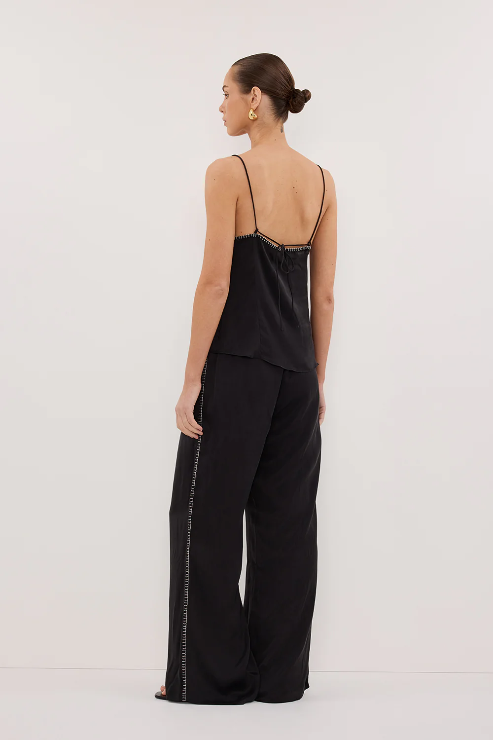 PIPER BLACK SILK STITCH DETAIL PANT - Image 7