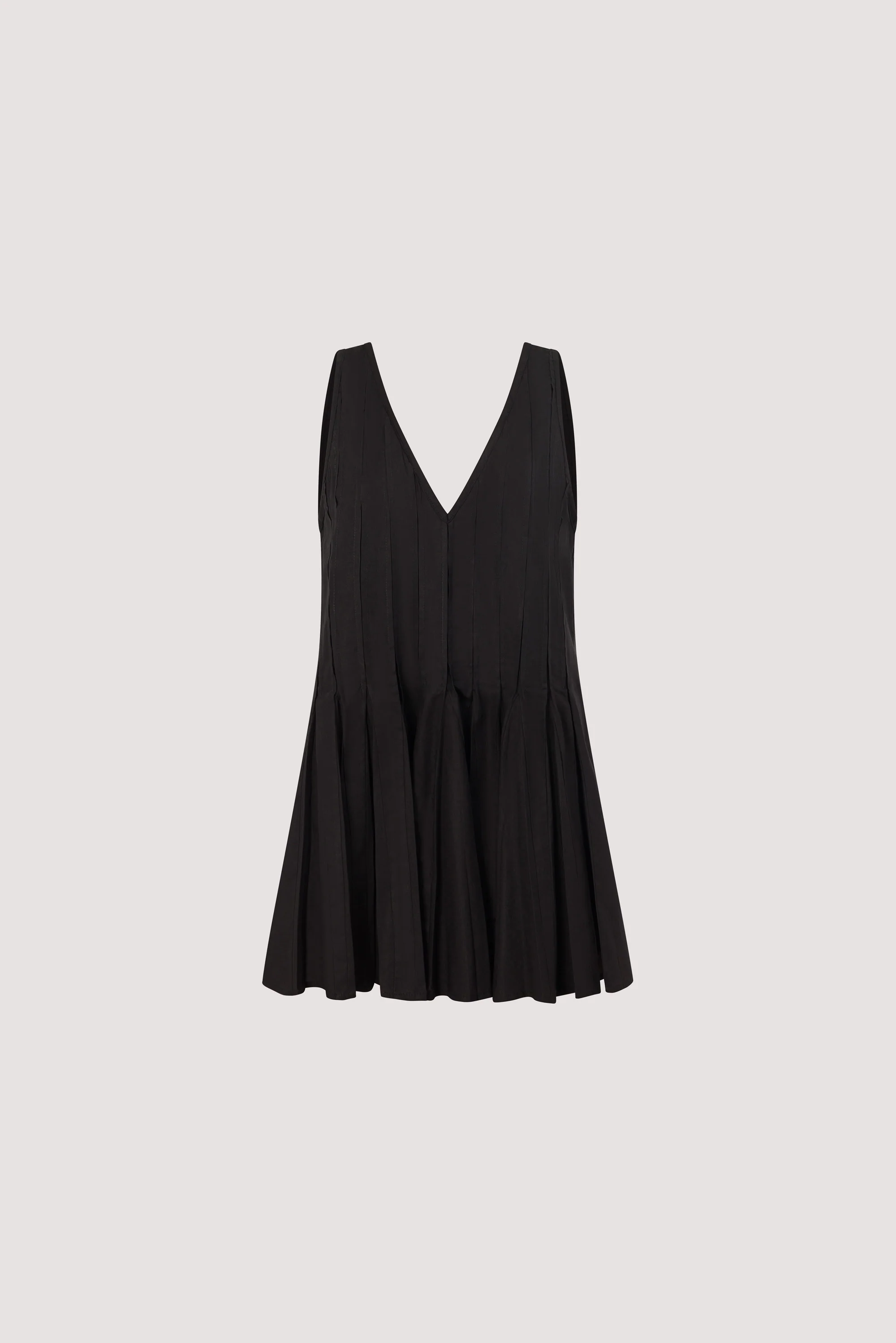 PIXIE BLACK LINEN MINI GODET DRESS - Image 6
