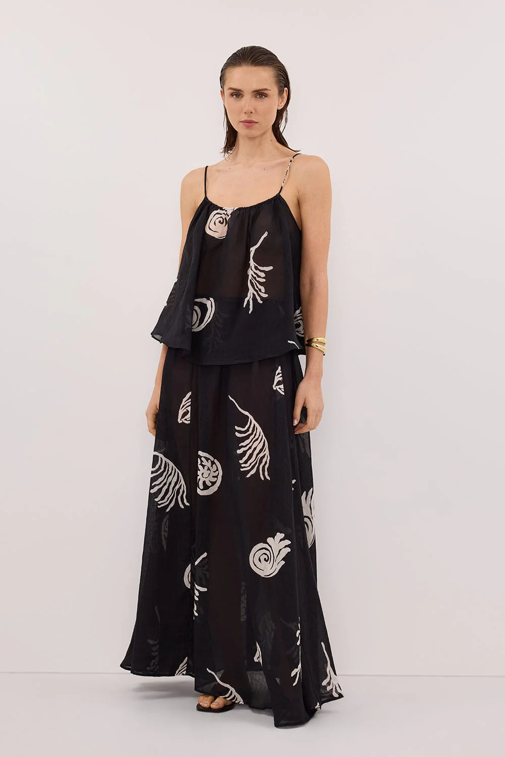 POSITANO BLACK RAMIE MIDI SKIRT - Image 6
