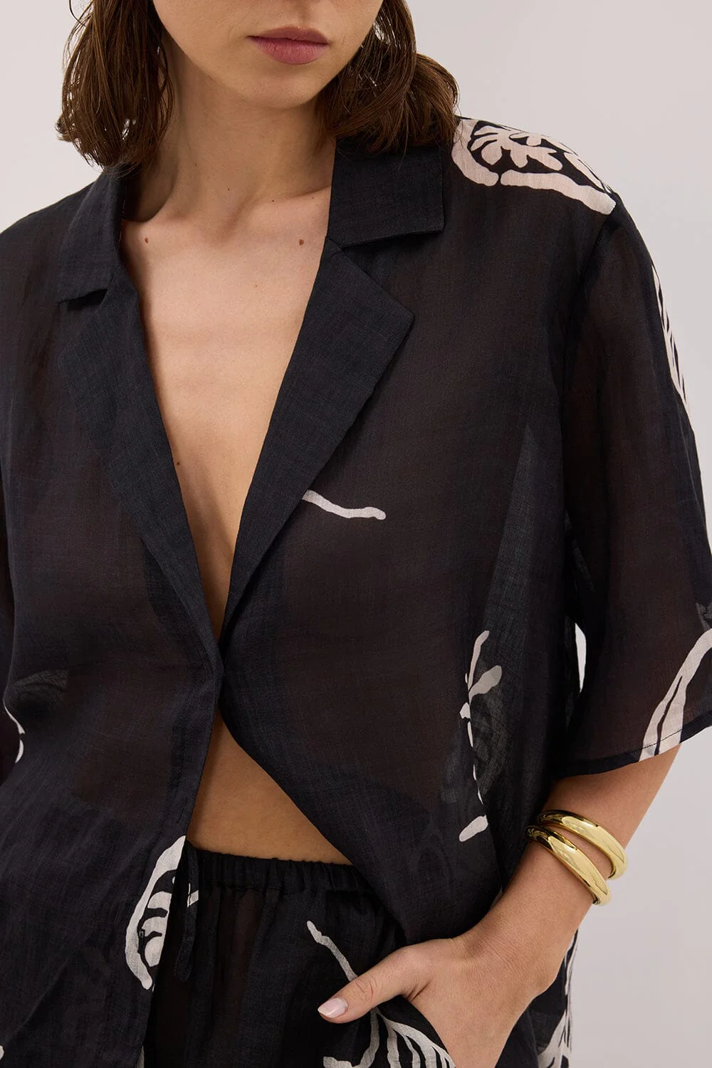 POSITANO BLACK RAMIE SHIRT - Image 5