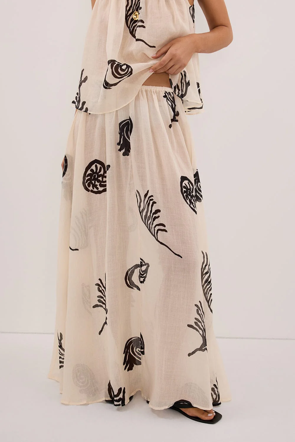 POSITANO SANDSTONE RAMIE MIDI SKIRT - Image 5