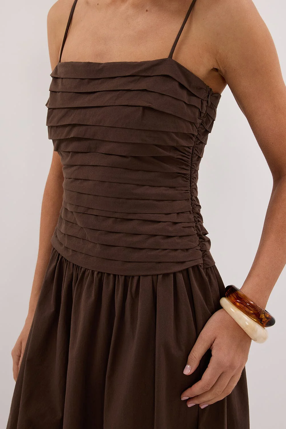 QUINN BITTER CHOC COTTON MIDI DRESS - Image 5