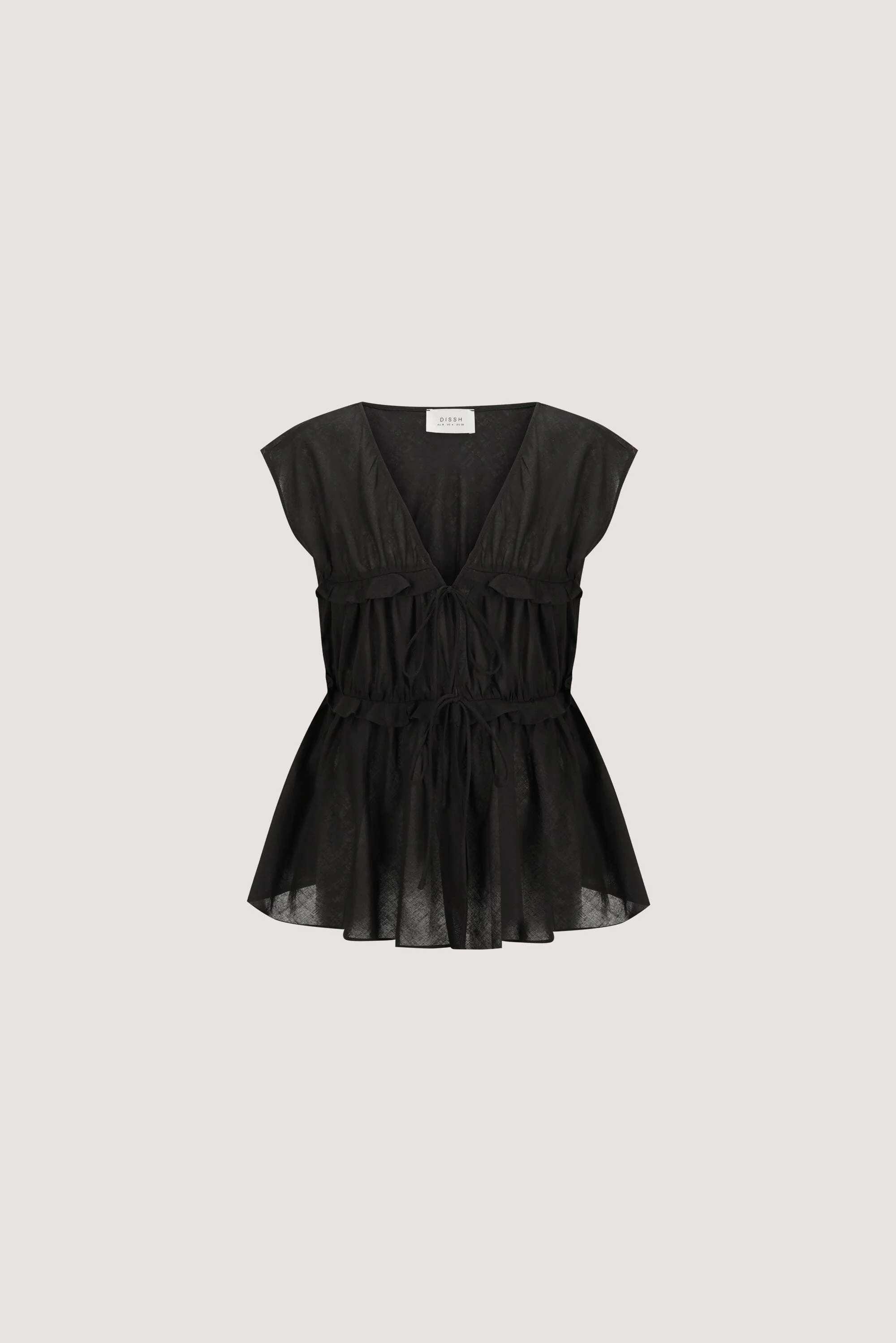 QUINN BLACK LINEN RUFFLE TOP - Image 6