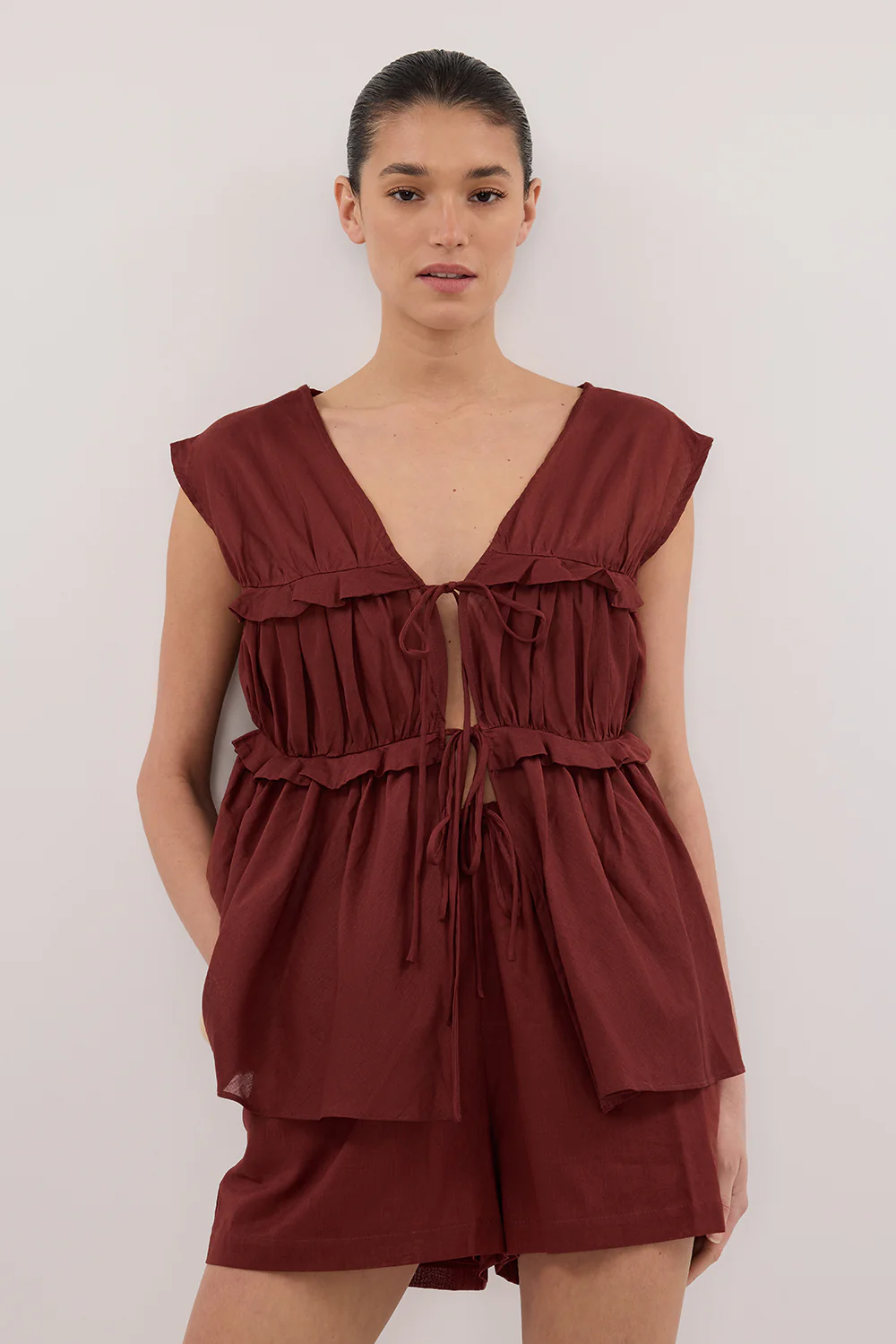 QUINN SAHARA LINEN RUFFLE TOP - Image 2