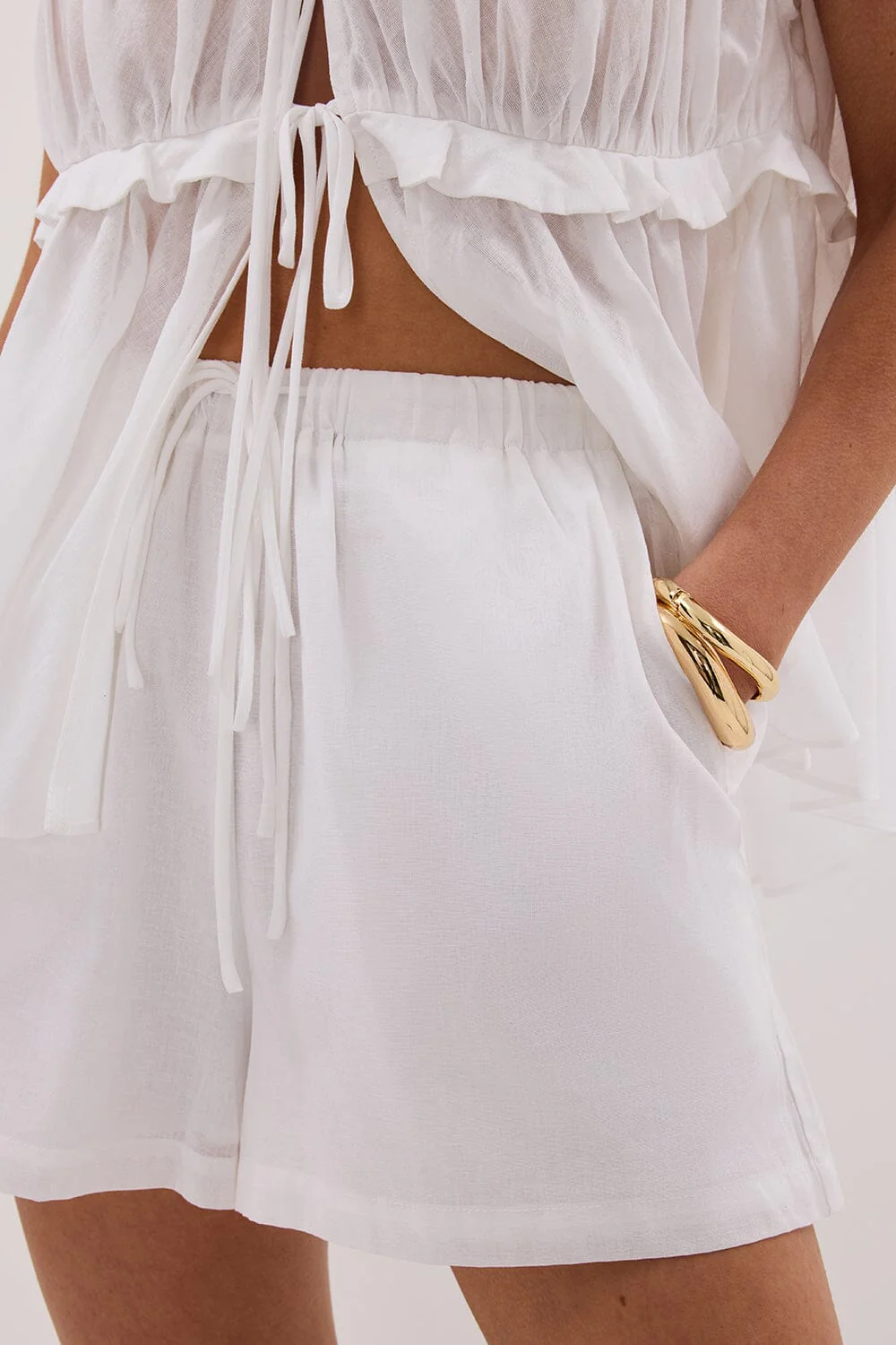 QUINN WHITE LINEN SHORT - Image 5