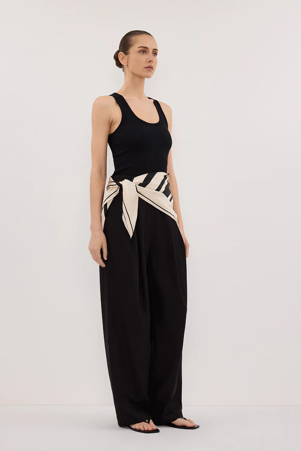 RAE BLACK STRIPE SILK SCARF TOP - Image 4