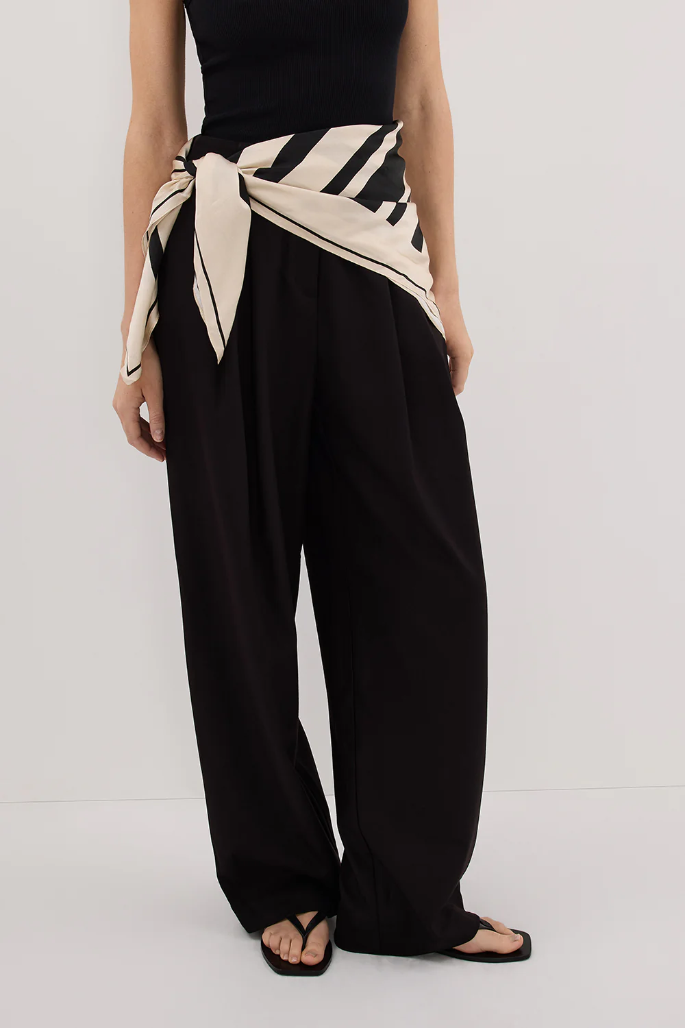 RAE BLACK STRIPE SILK SCARF TOP - Image 6