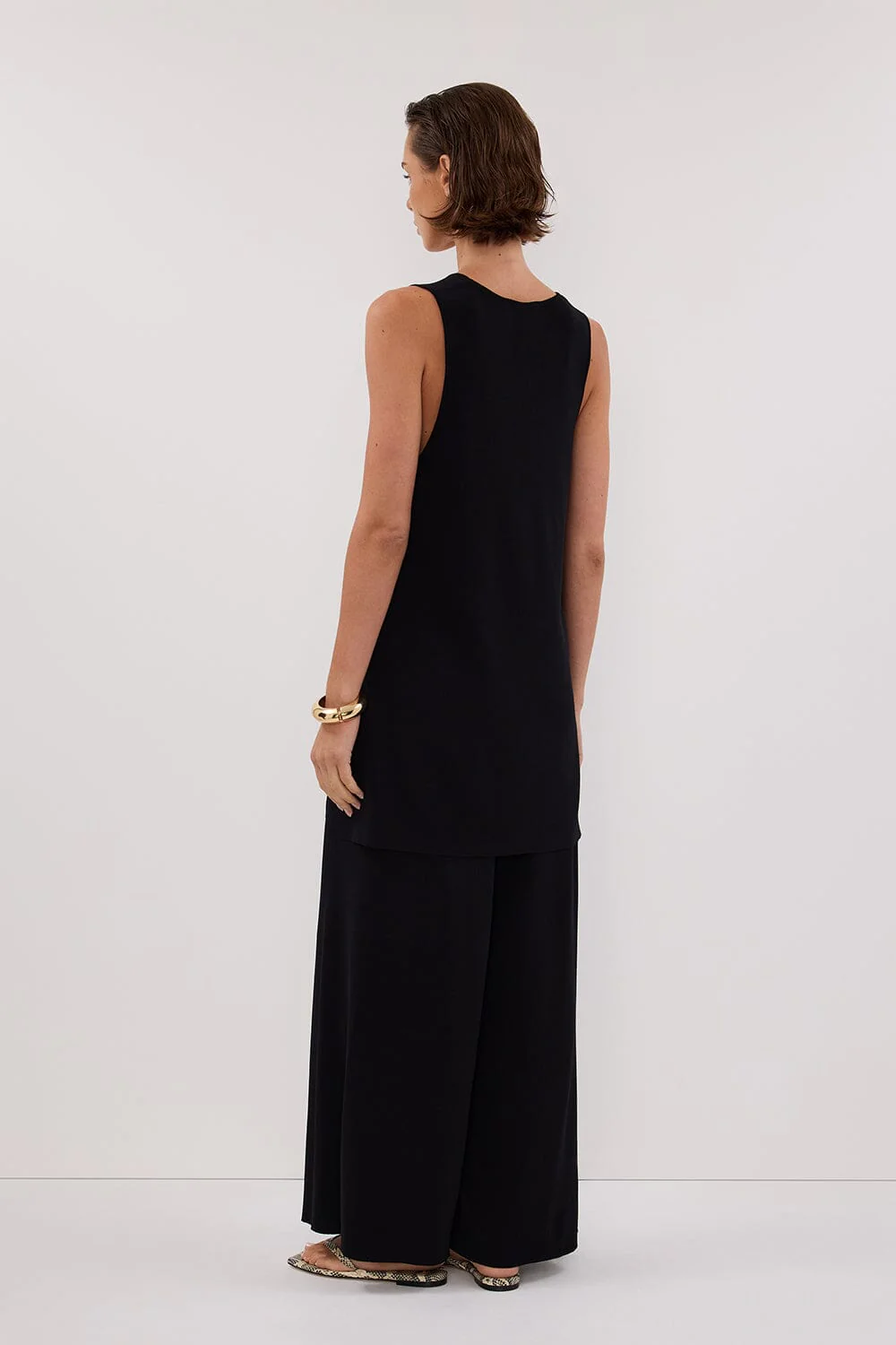 RAY BLACK WIDE LEG KNIT PANT - Image 4