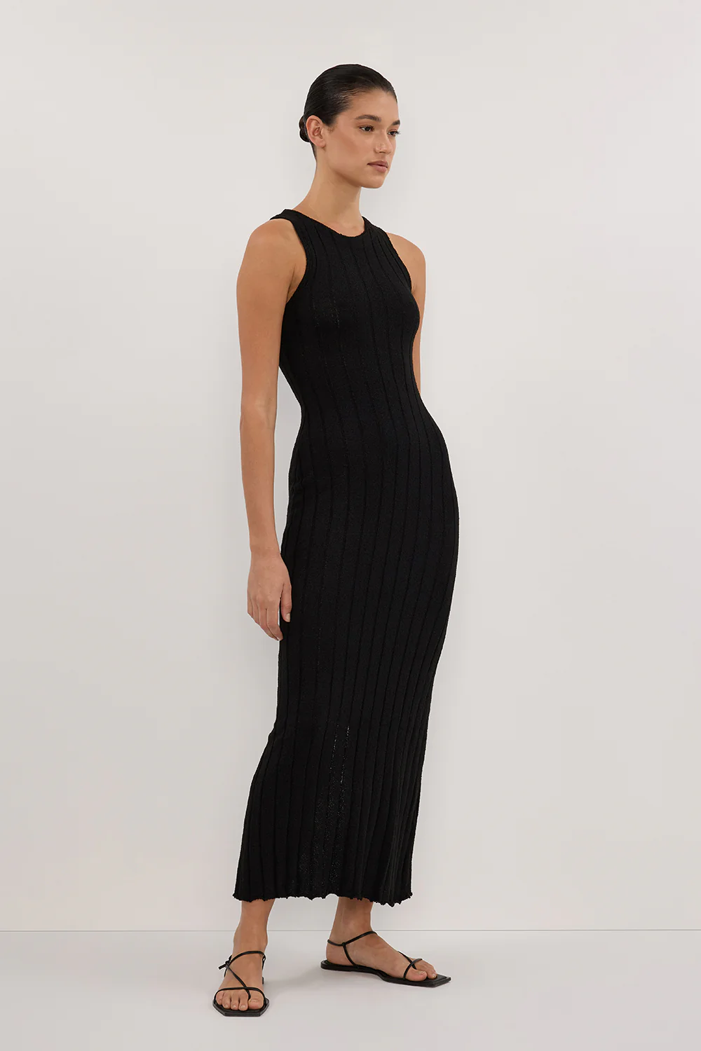 REM BLACK KNIT MIDI DRESS - Image 3