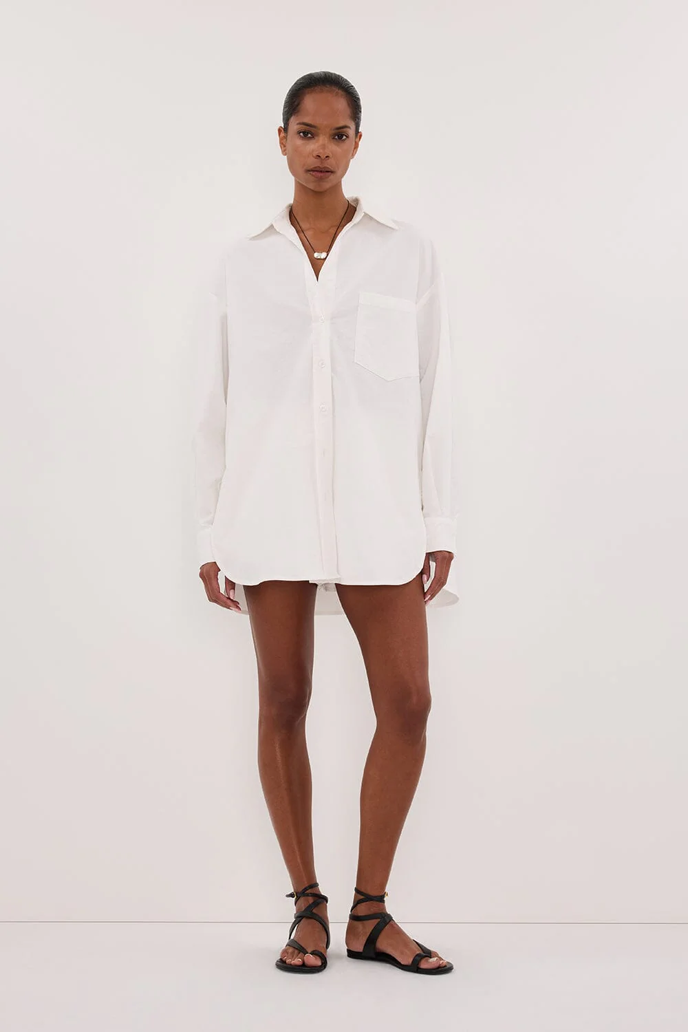 RHEA 2.0 WHITE OVERSIZED COTTON SHIRT - Image 2