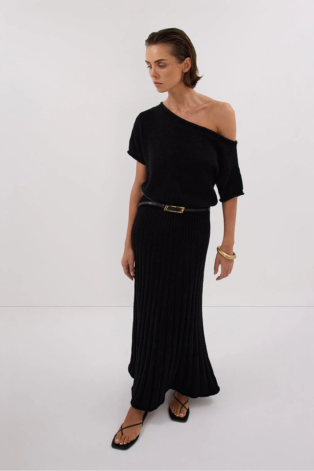 RICK BLACK ASYM KNIT MIDI DRESS - Image 5