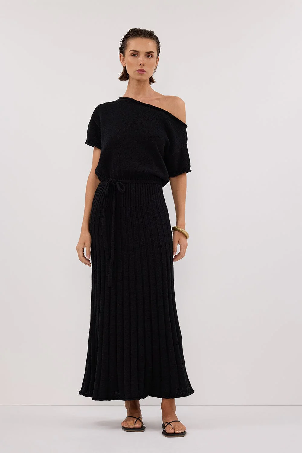 RICK BLACK ASYM KNIT MIDI DRESS - Image 6