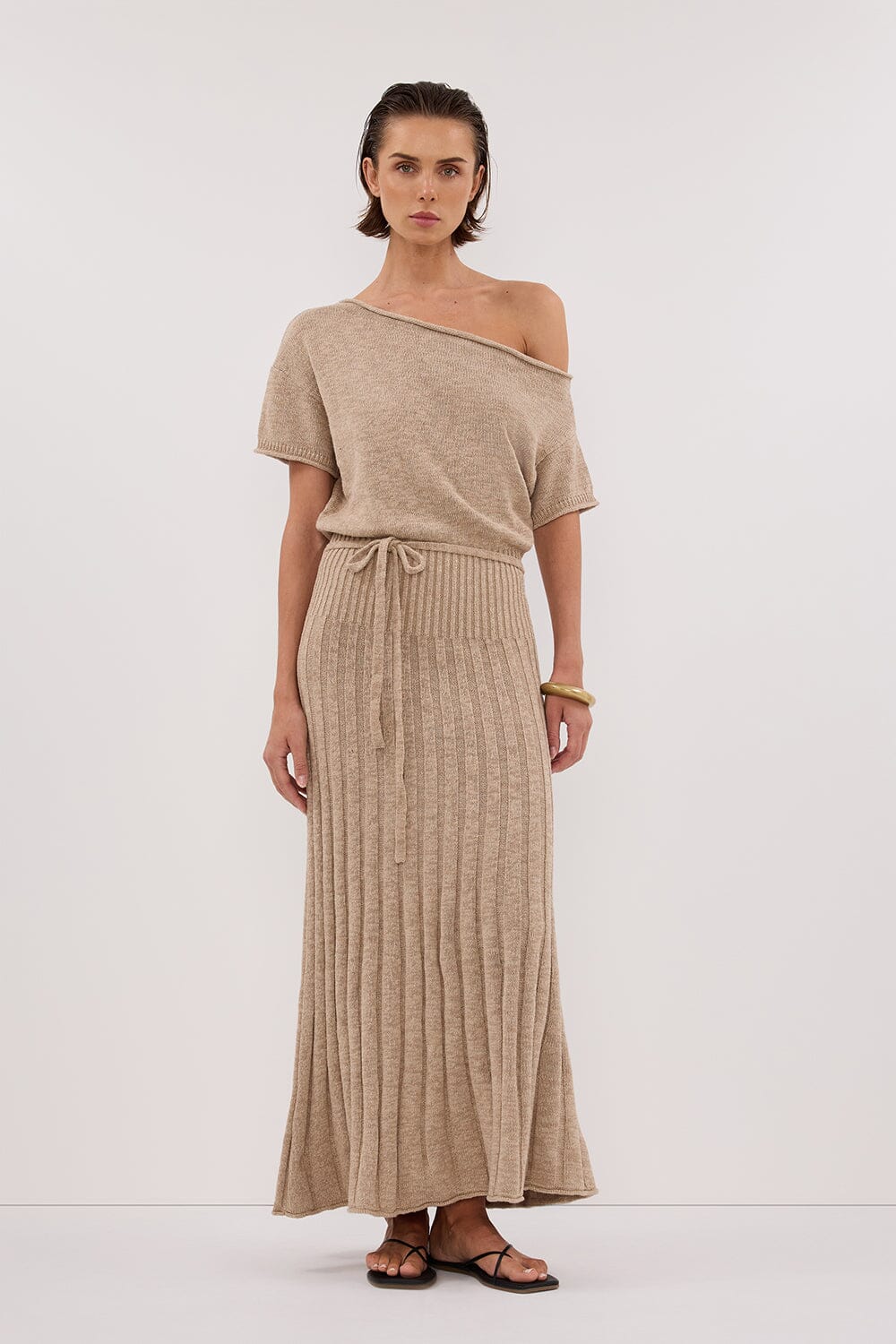 RICK NATURAL ASYM KNIT MIDI DRESS - Image 8