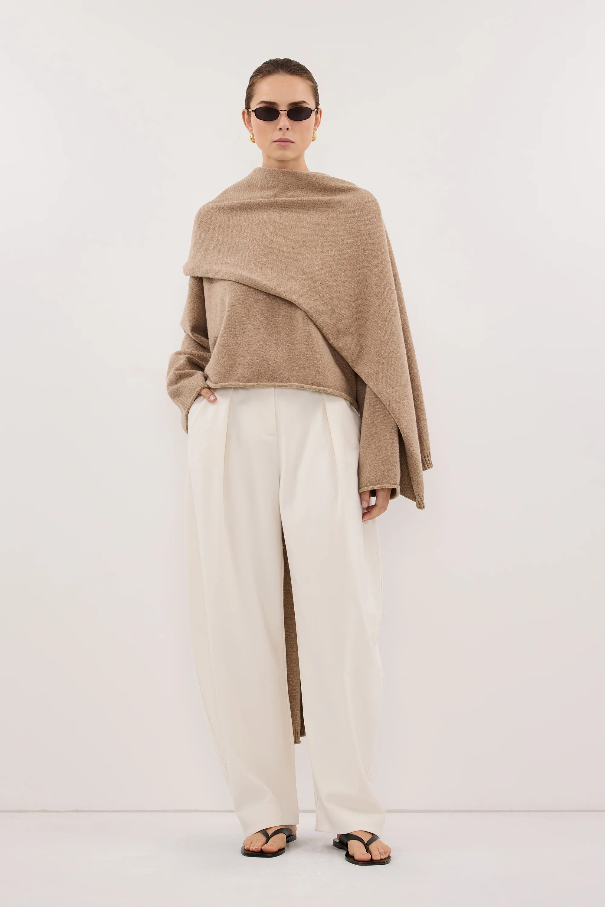 ROMY CREAM BARREL LEG TAILORED PANT