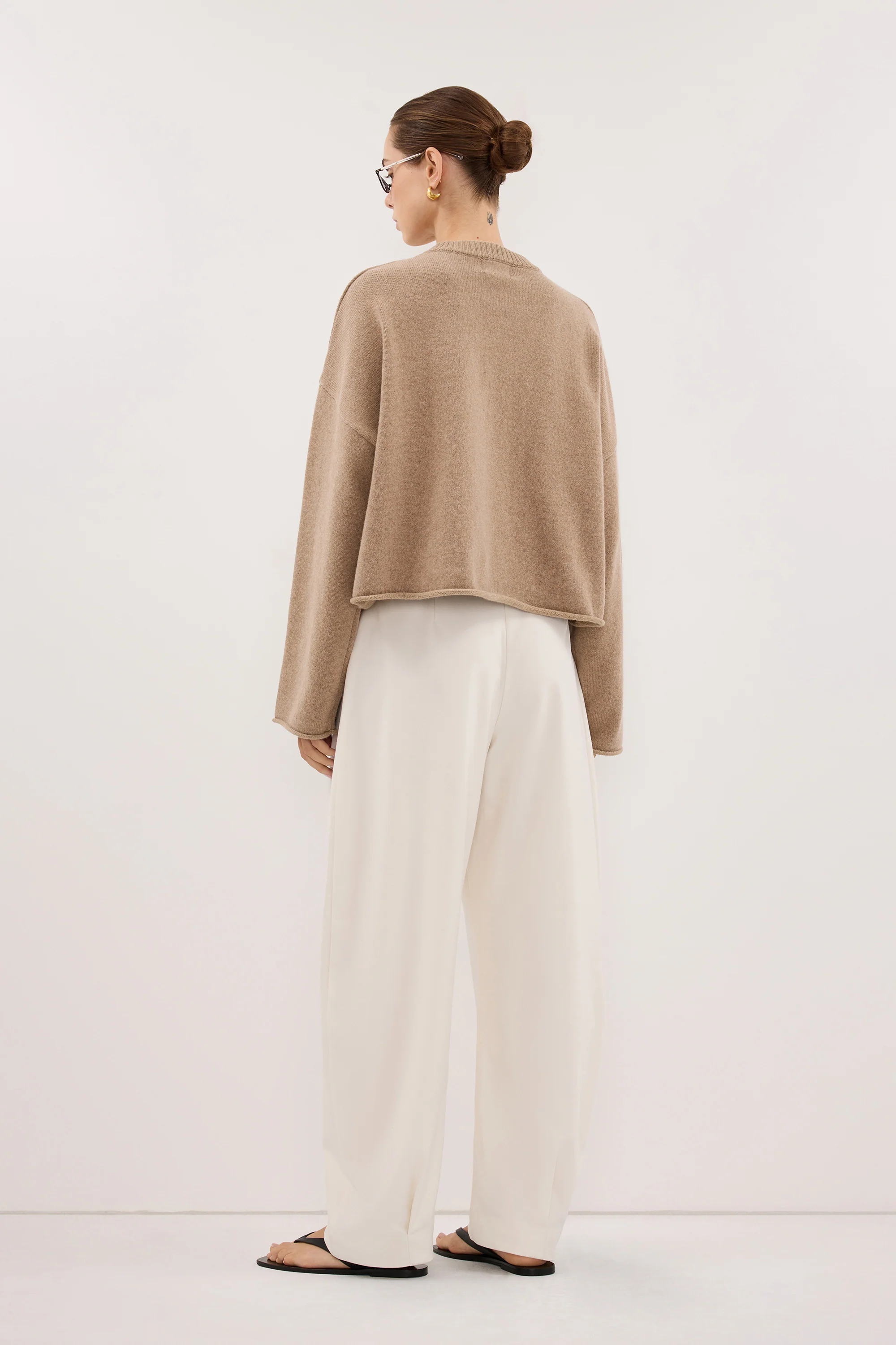 ROMY CREAM BARREL LEG TAILORED PANT - Image 3