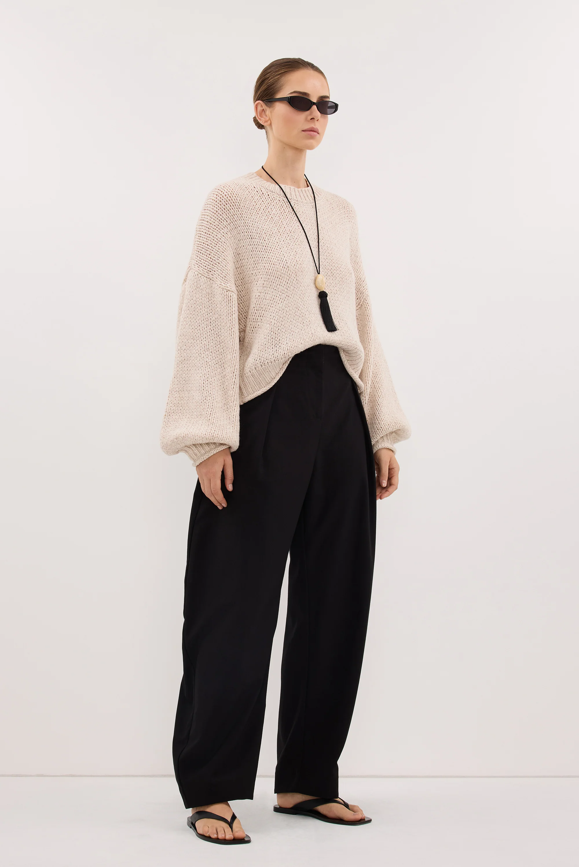 ROSA CHALK CROPPED KNIT JUMPER - Image 3