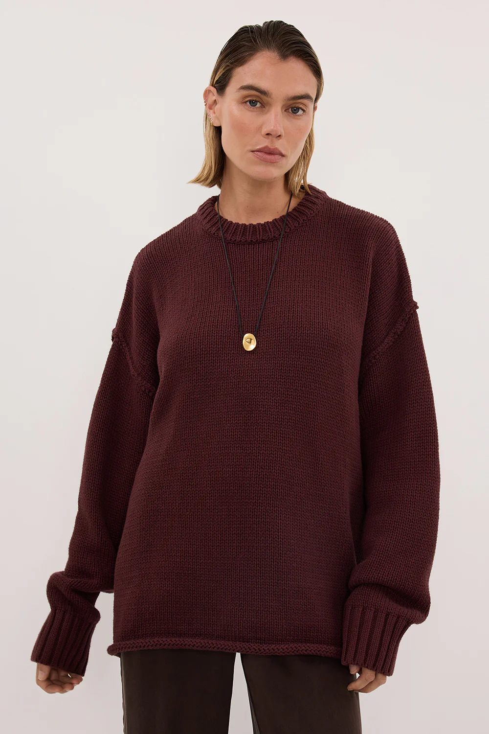 ROY WALNUT OVERSIZED LONGLINE KNIT JUMPER - Image 2