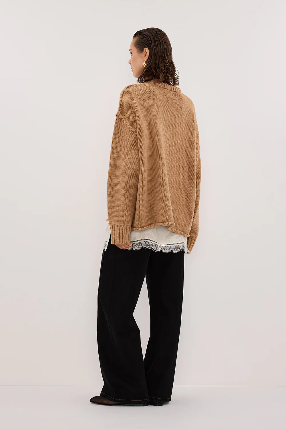 ROY WHEAT OVERSIZED LONGLINE KNIT JUMPER - Image 4