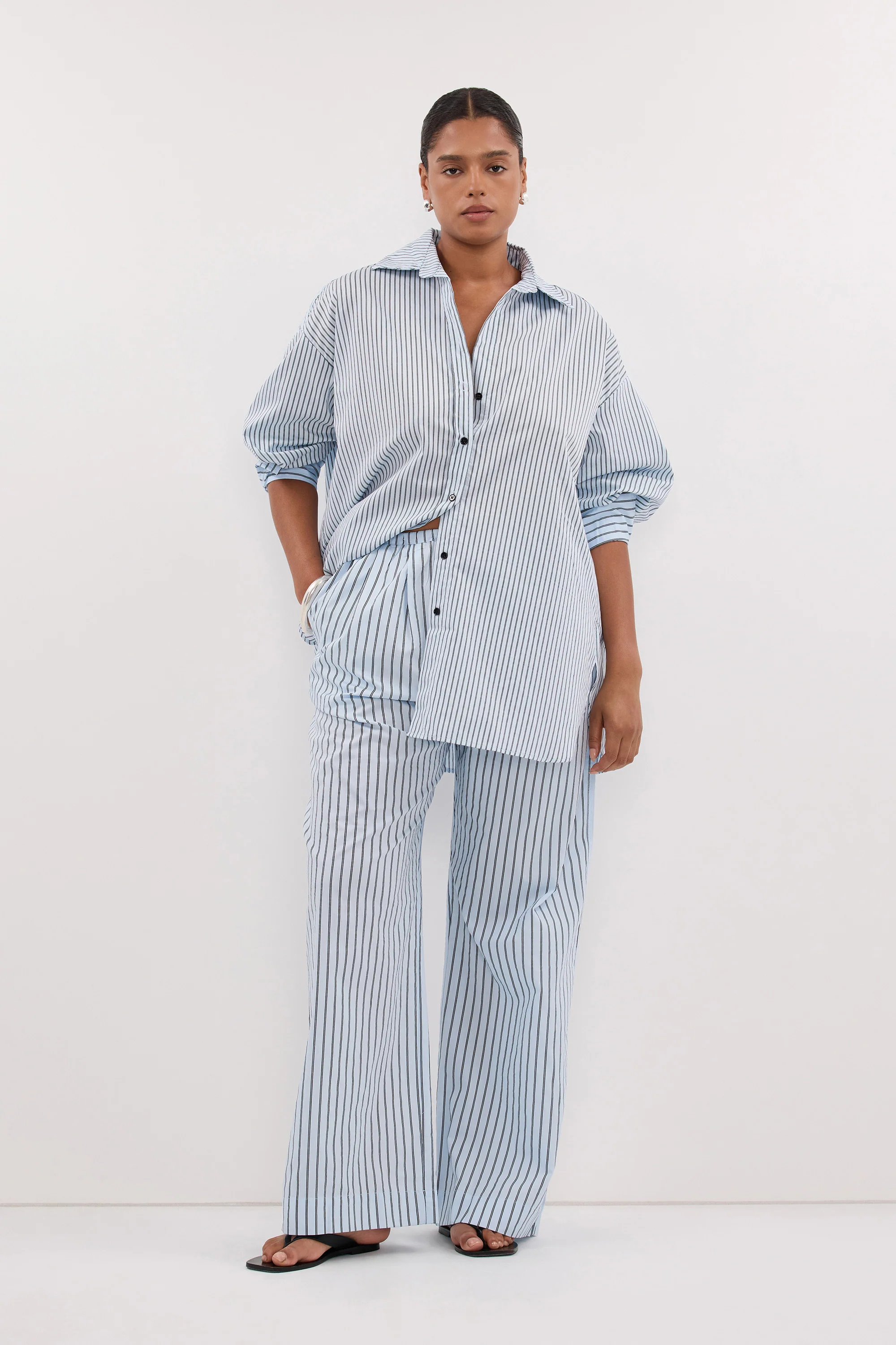 SABLE ICE BLUE OVERSIZED SILK BLEND SHIRT - Image 5