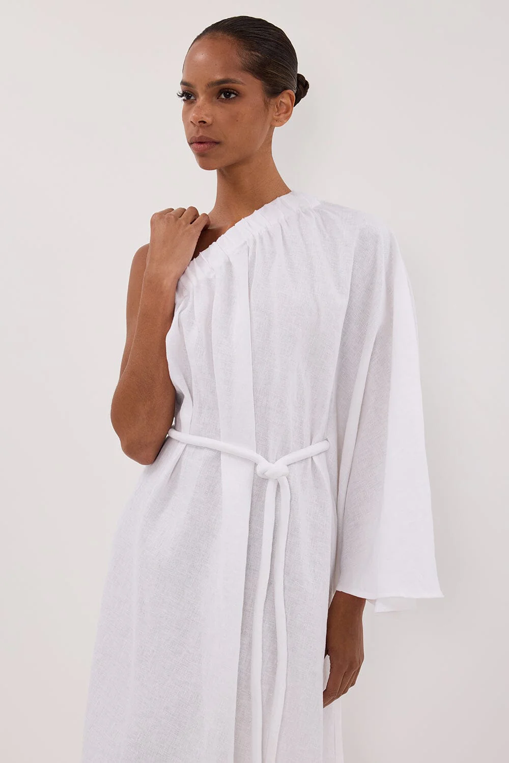 SALLY WHITE LINEN MIDI DRESS - Image 2