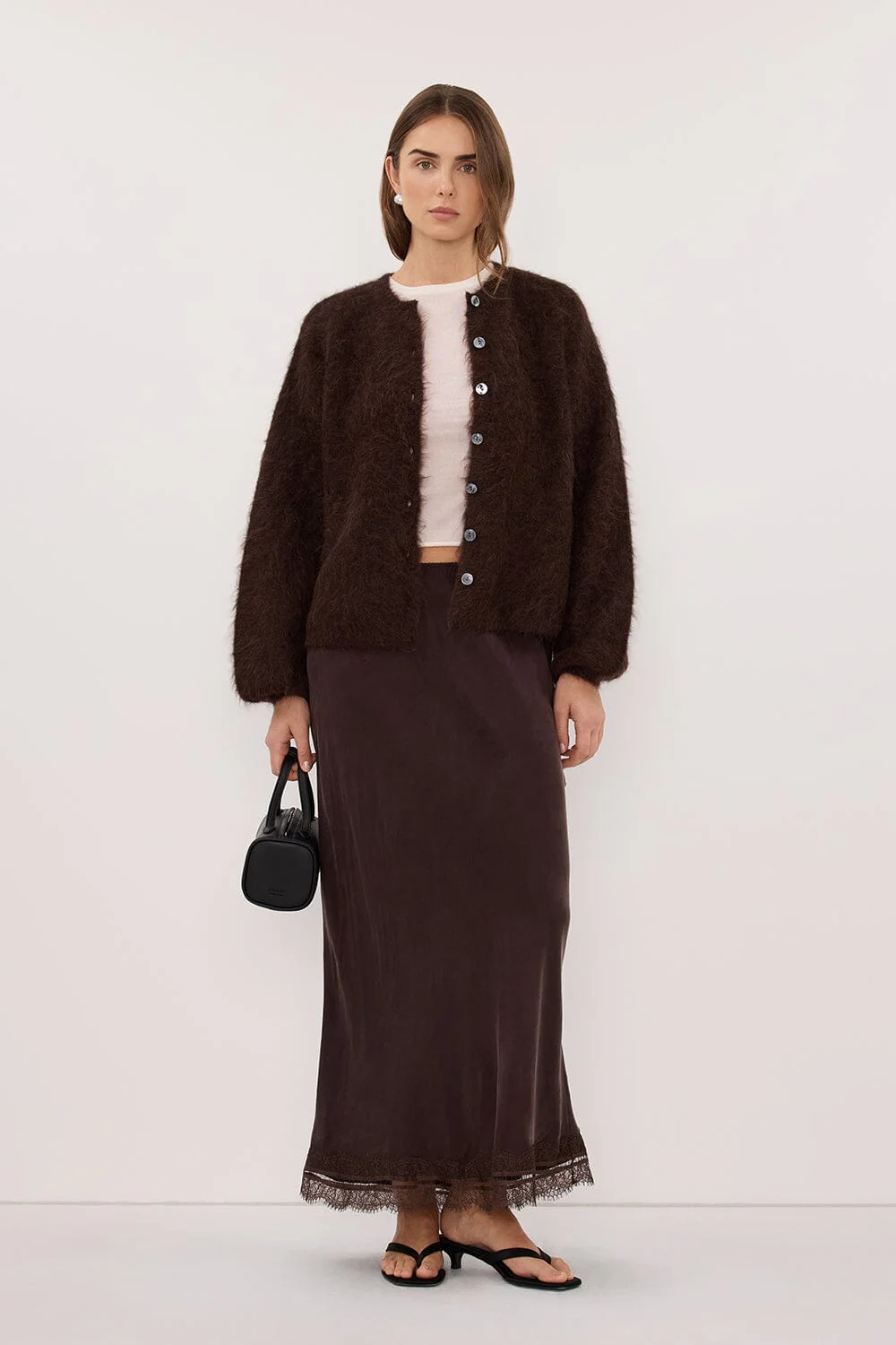 SALMA CHOC KNIT CARDIGAN