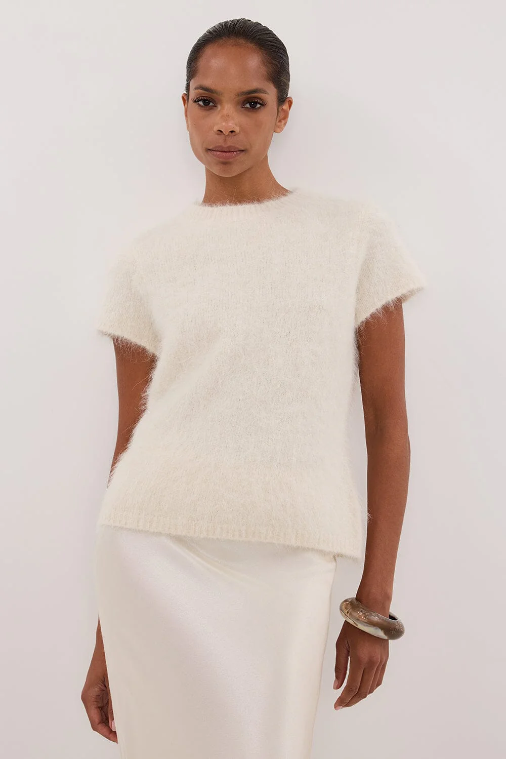SALMA IVORY CAP SLEEVE KNIT TOP - Image 2