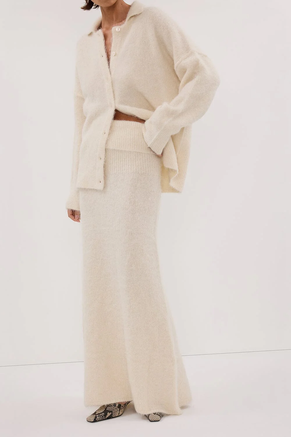 SALMA IVORY KNIT MAXI SKIRT - Image 2