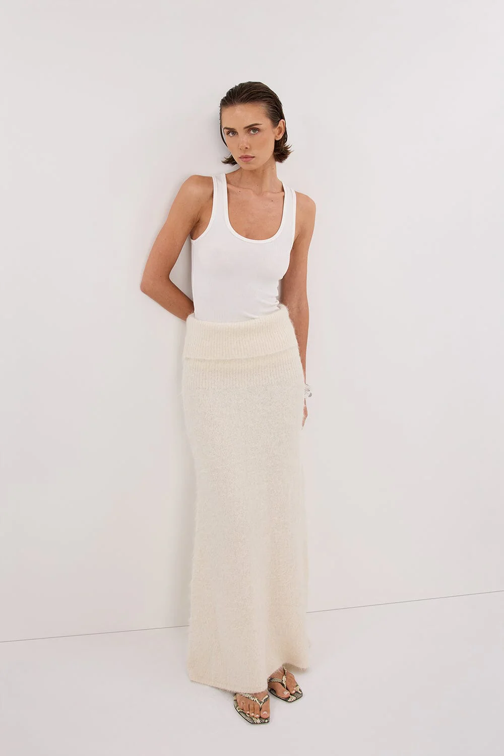 SALMA IVORY KNIT MAXI SKIRT - Image 6