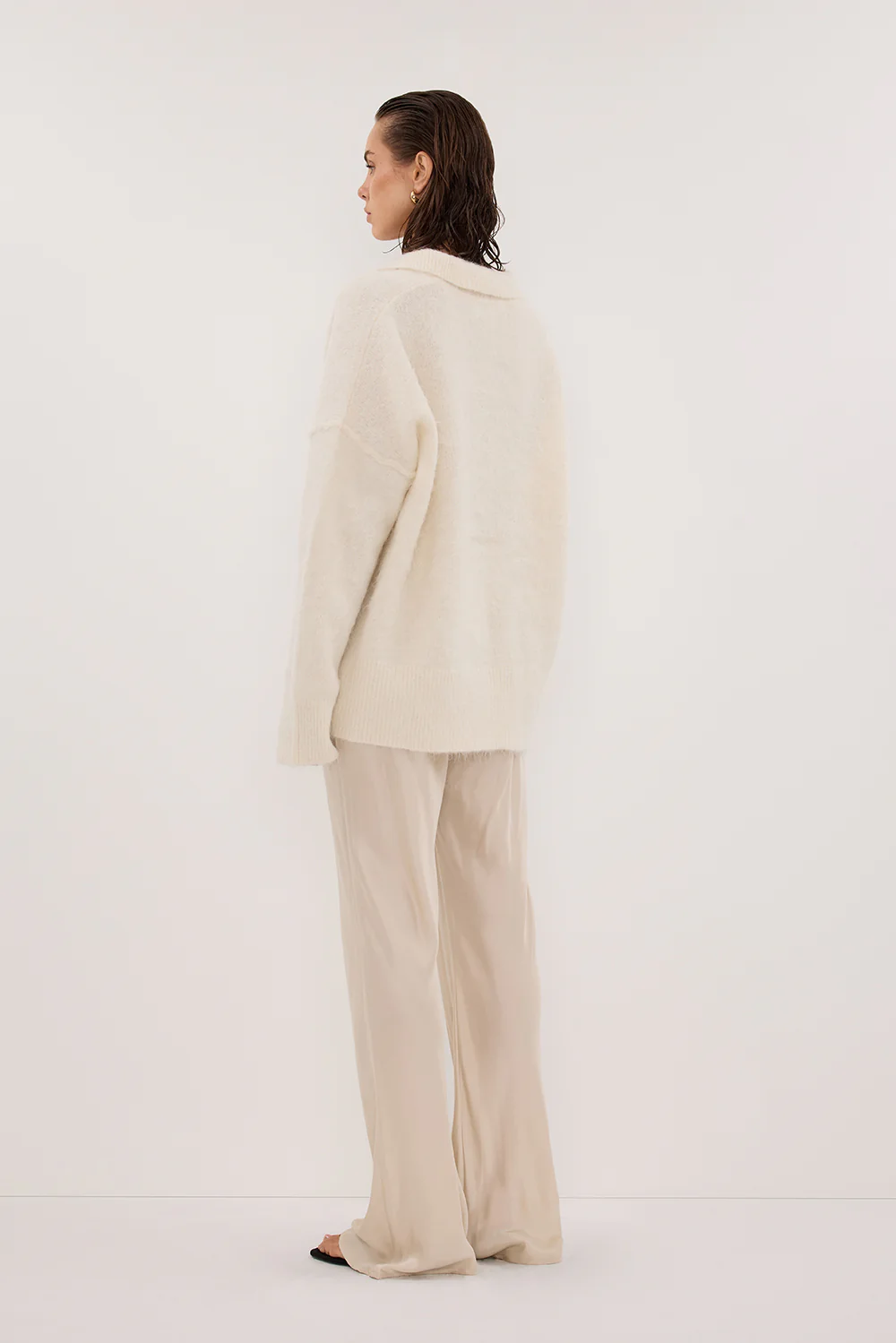 SALMA IVORY POLO NECK KNIT CARDIGAN - Image 4