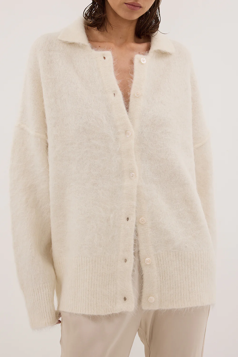 SALMA IVORY POLO NECK KNIT CARDIGAN - Image 5