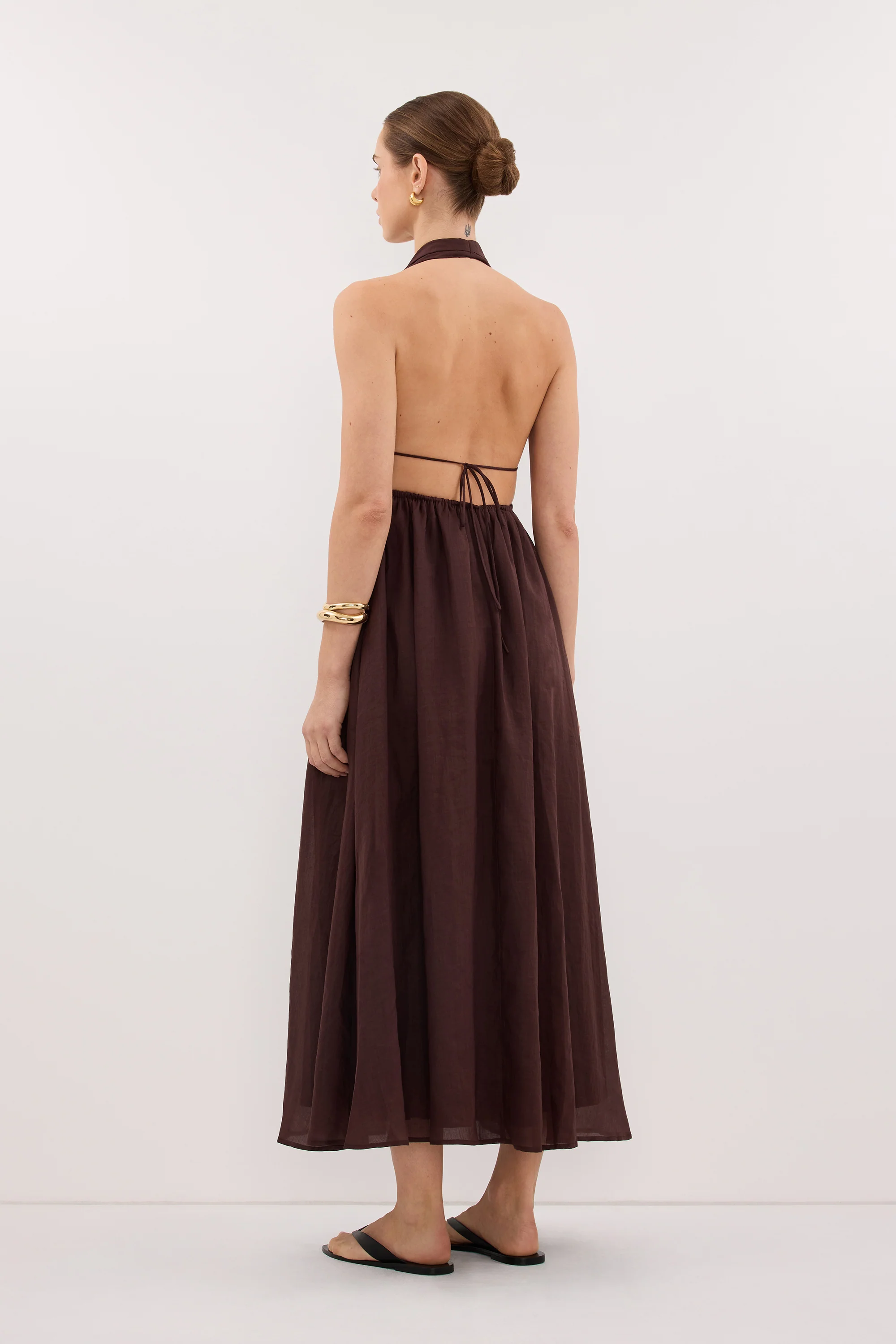 SAMMI BURNT CHOC RAMIE MIDI DRESS - Image 4