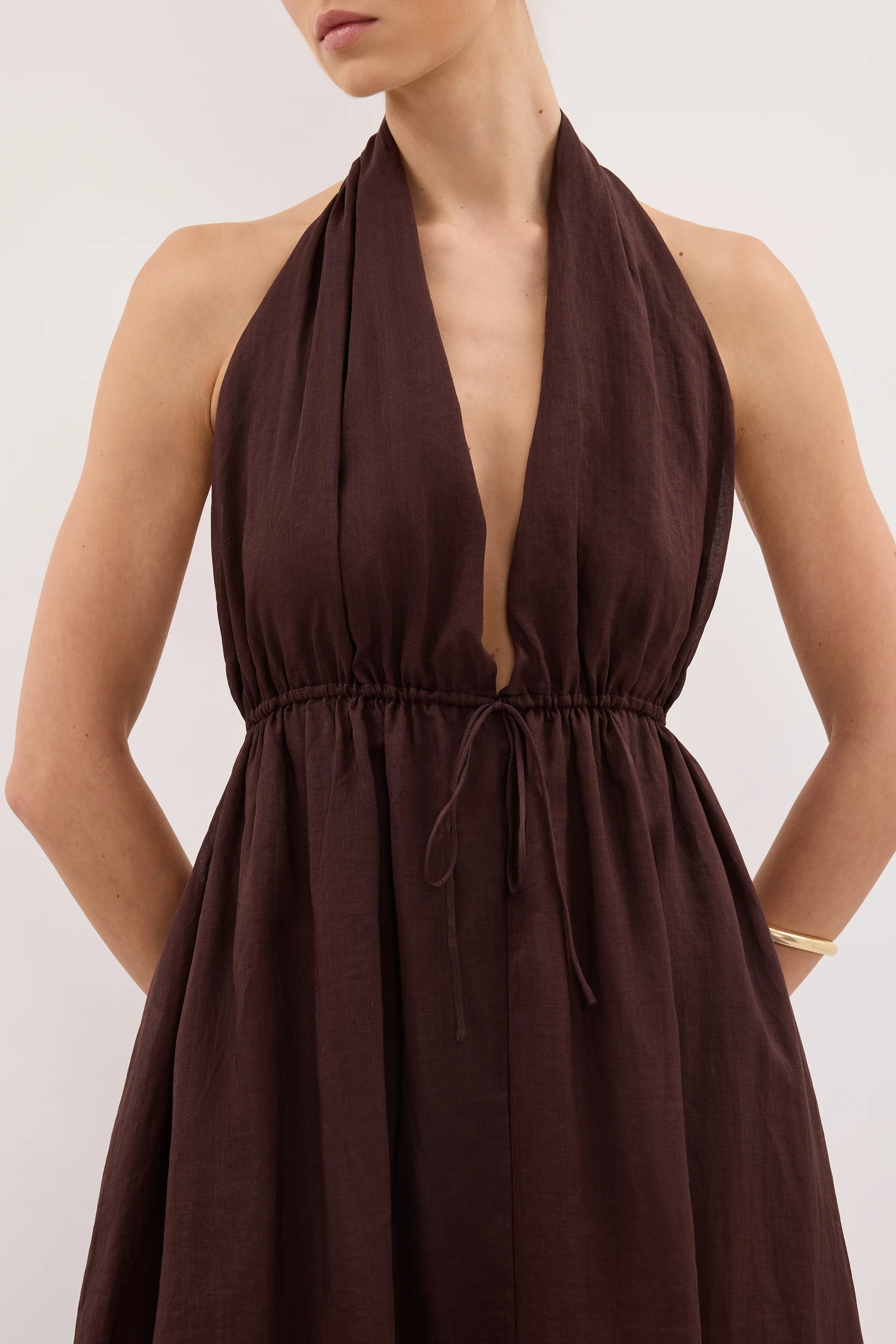 SAMMI BURNT CHOC RAMIE MIDI DRESS - Image 5
