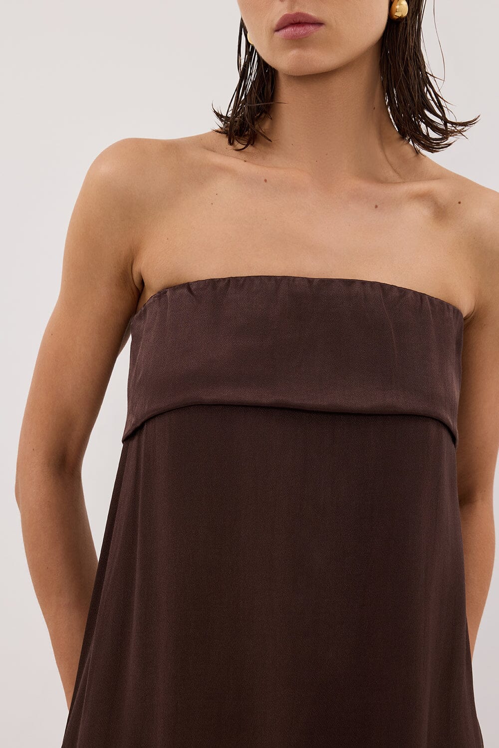 SANDER BITTER CHOC STRAPLESS SATIN TOP - Image 6