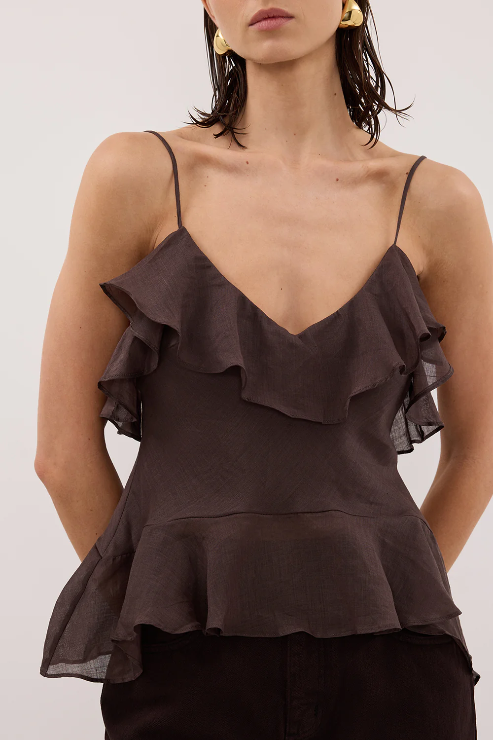 SARA DARK CHOC RAMIE CAMI TOP - Image 5