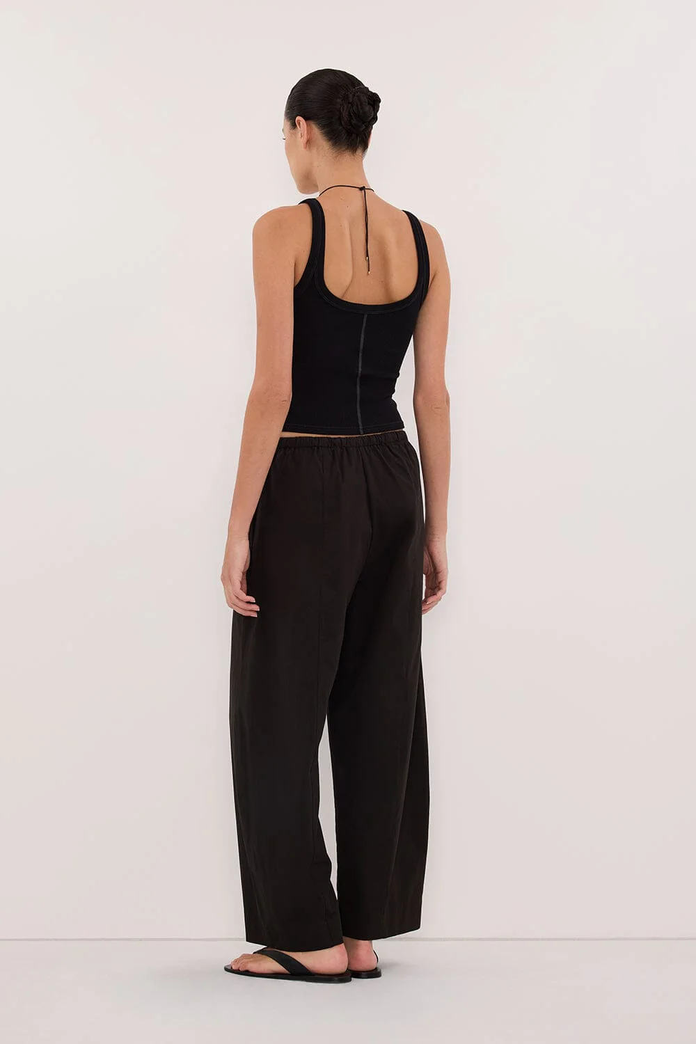SCOUT BLACK COTTON BARREL LEG PANT - Image 7