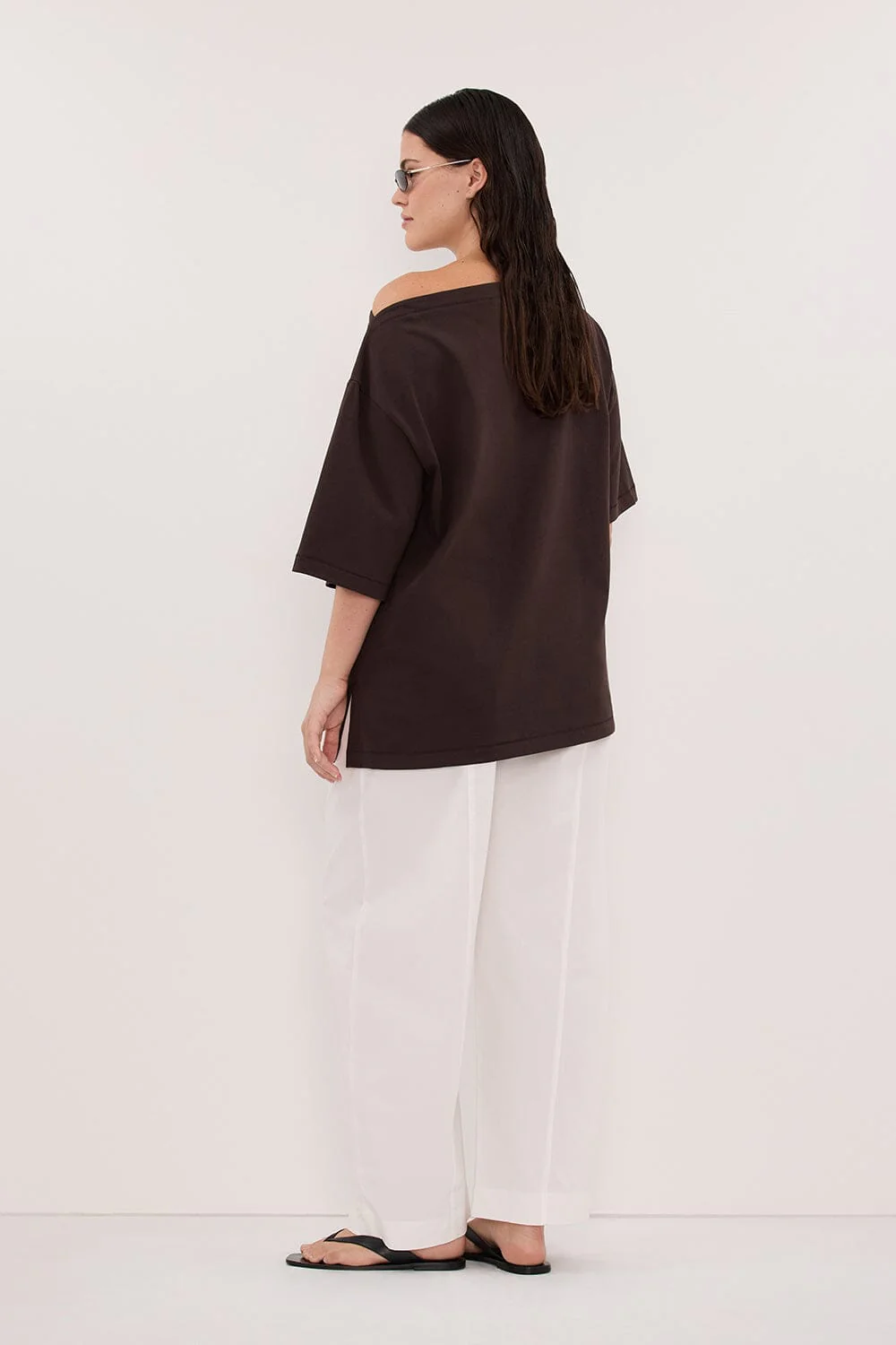 SCOUT WHITE COTTON BARREL LEG PANT - Image 8