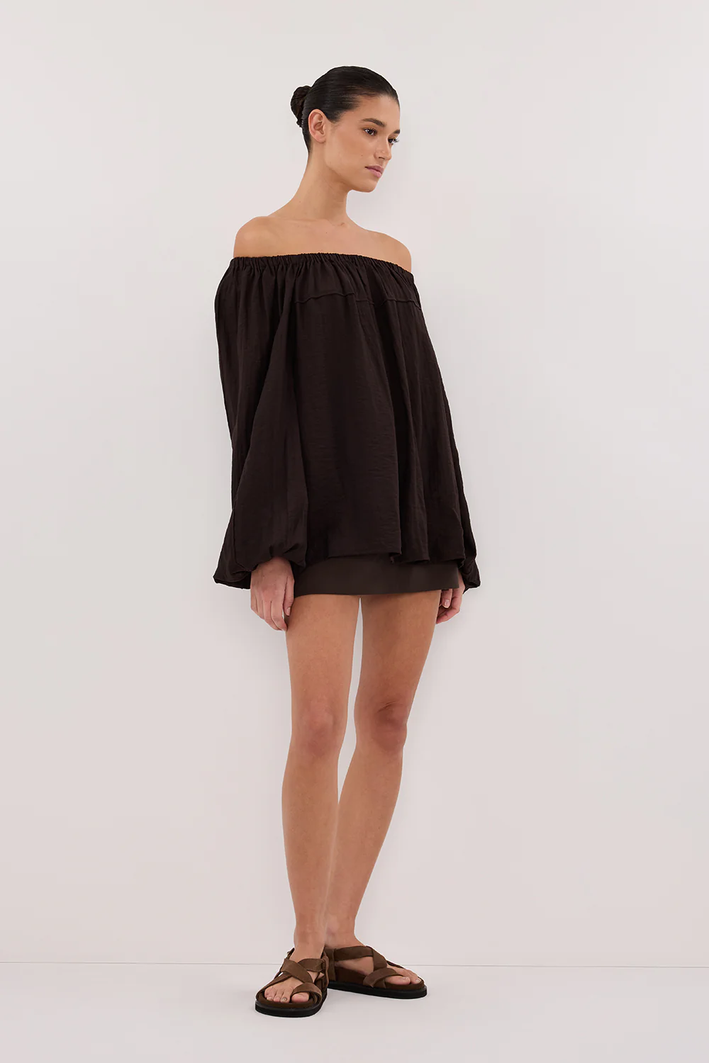 SHANIYA BITTER CHOC LONG SLEEVE TOP - Image 3