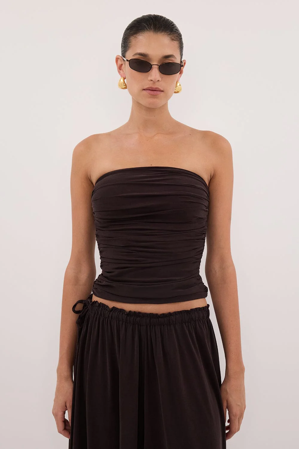 SHARI BURNT CHOC STRAPLESS BANDEAU TOP - Image 2