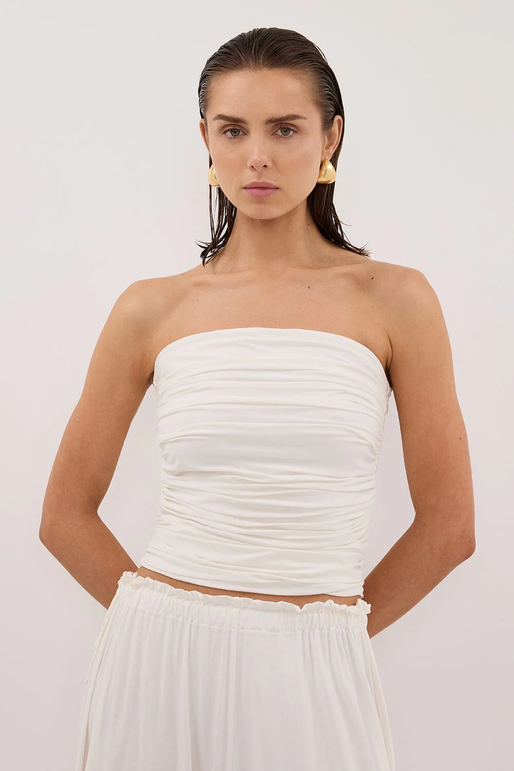 SHARI OFF WHITE STRAPLESS BANDEAU TOP - Image 3