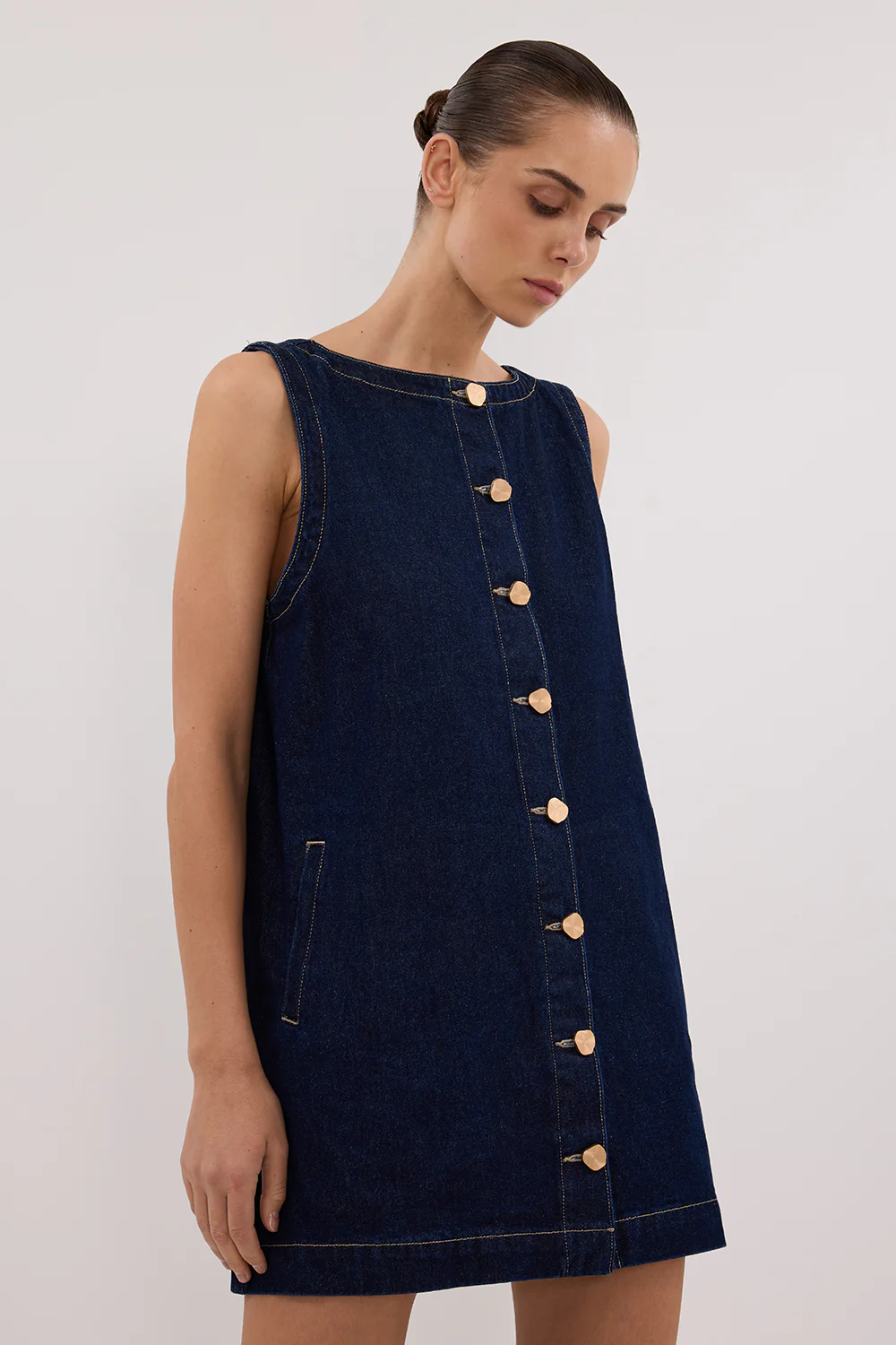 SHERI INDIGO DENIM MINI DRESS - Image 2