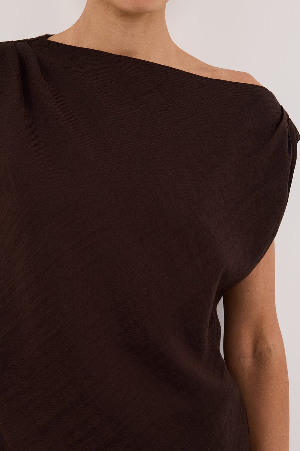 SHYLA BITTER CHOC ASYMMETRICAL TOP - Image 6