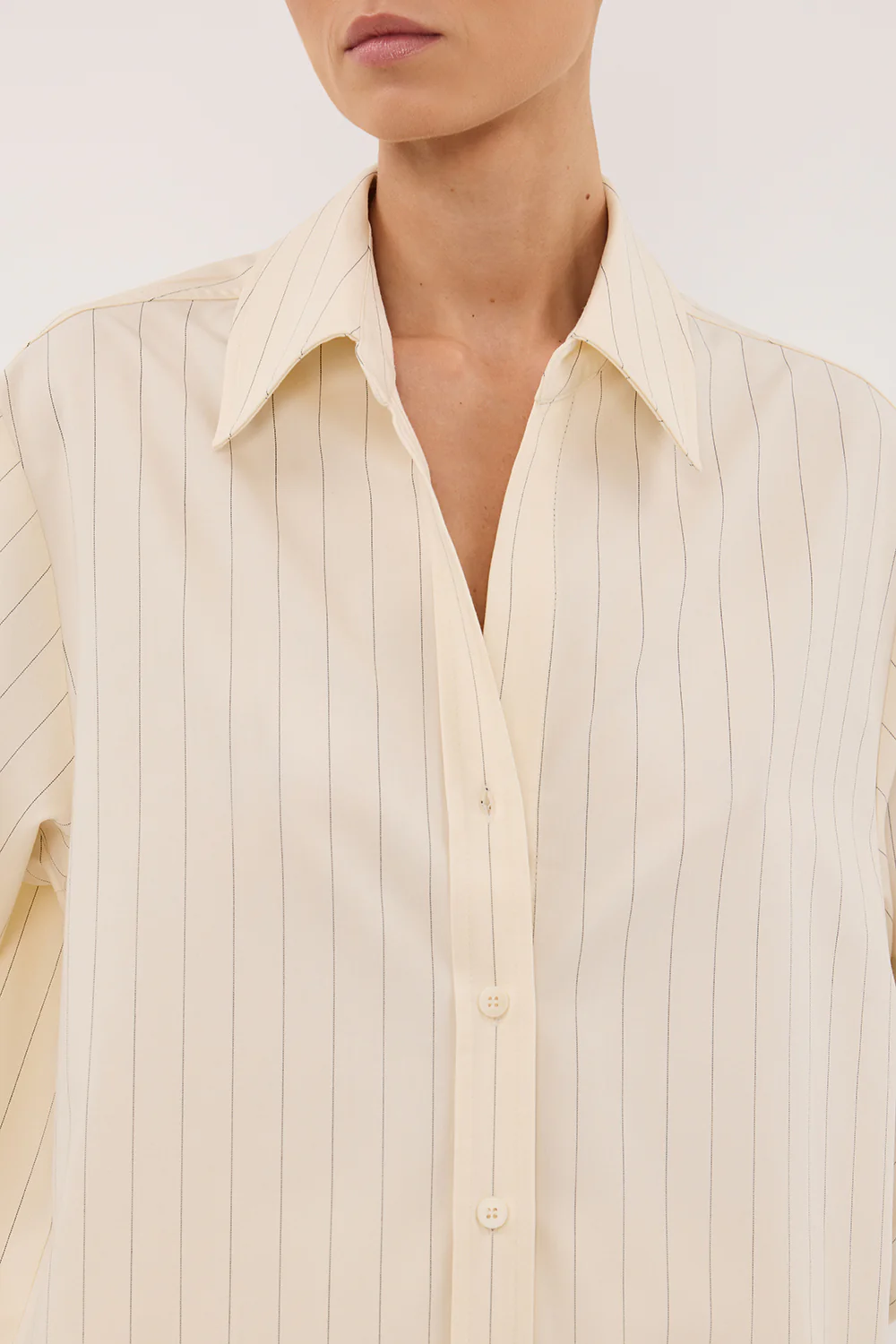 SIAN CREAM PINSTRIPE LONG SLEEVE SHIRT - Image 5