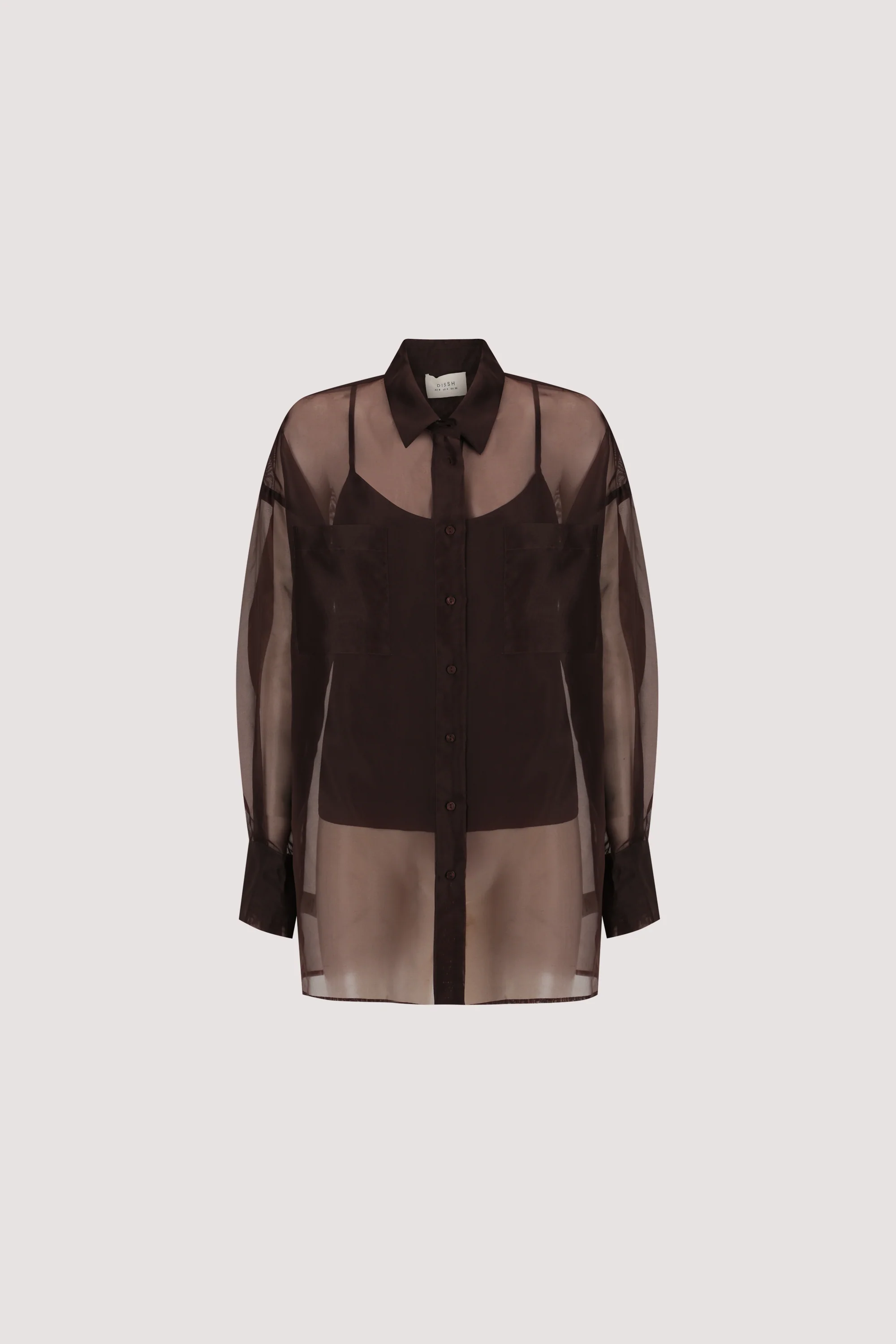 SIAN DARK CHOC SILK ORGANZA SHIRT - Image 8